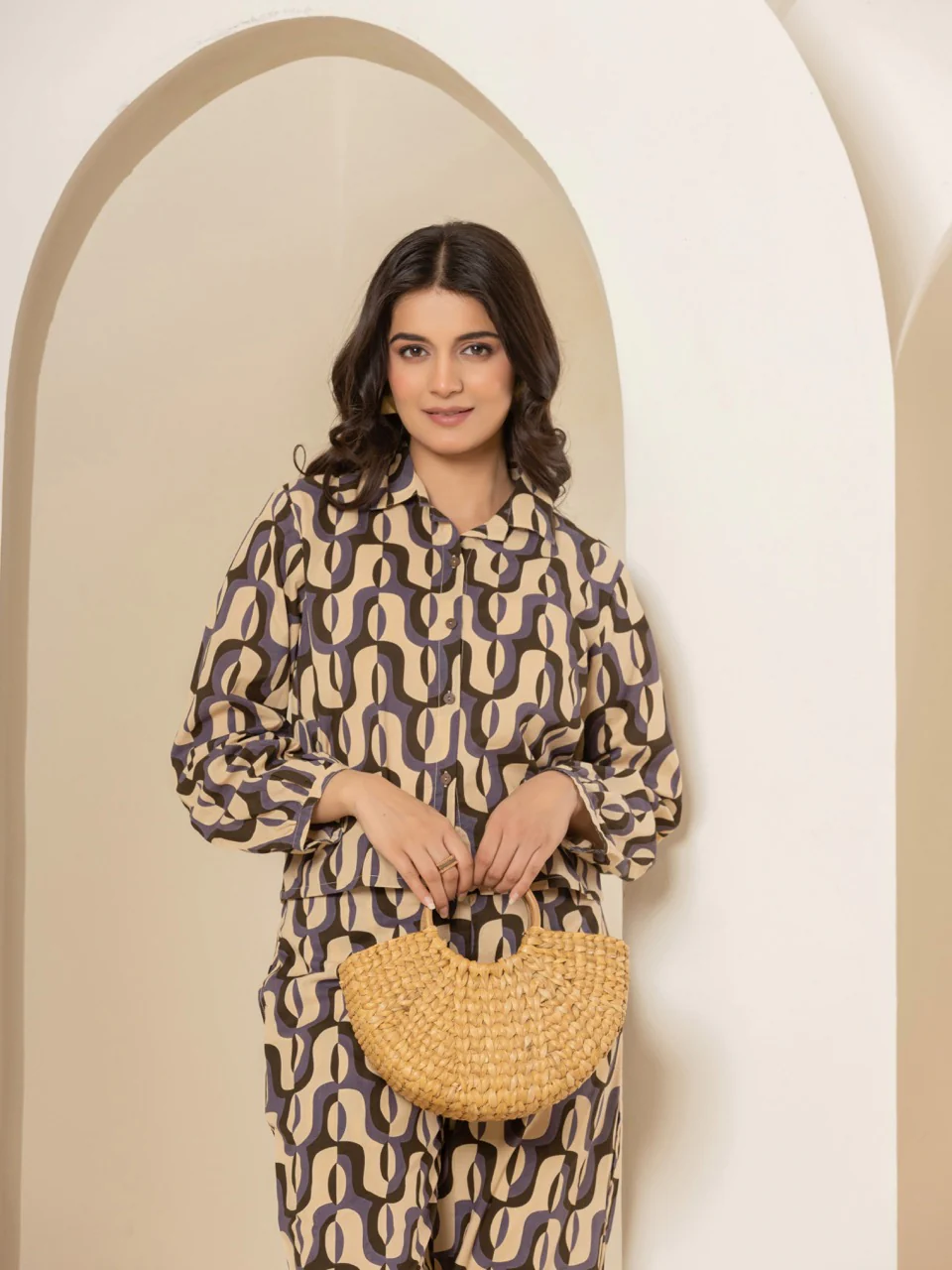 Abstract Caramel Plum Dream Co-Ord Set - Image 10