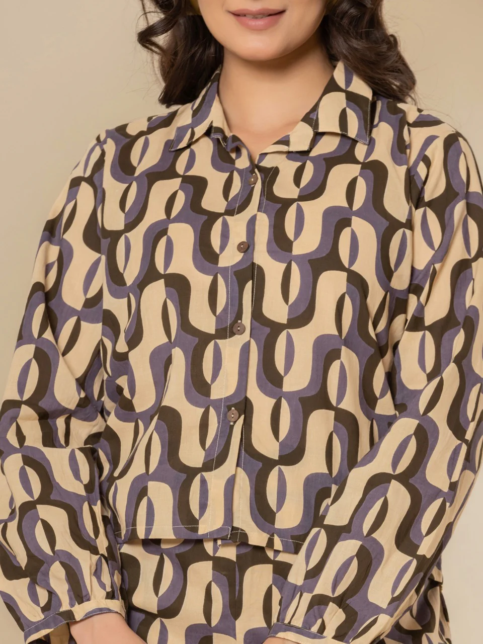 Abstract Caramel Plum Dream Co-Ord Set - Image 11