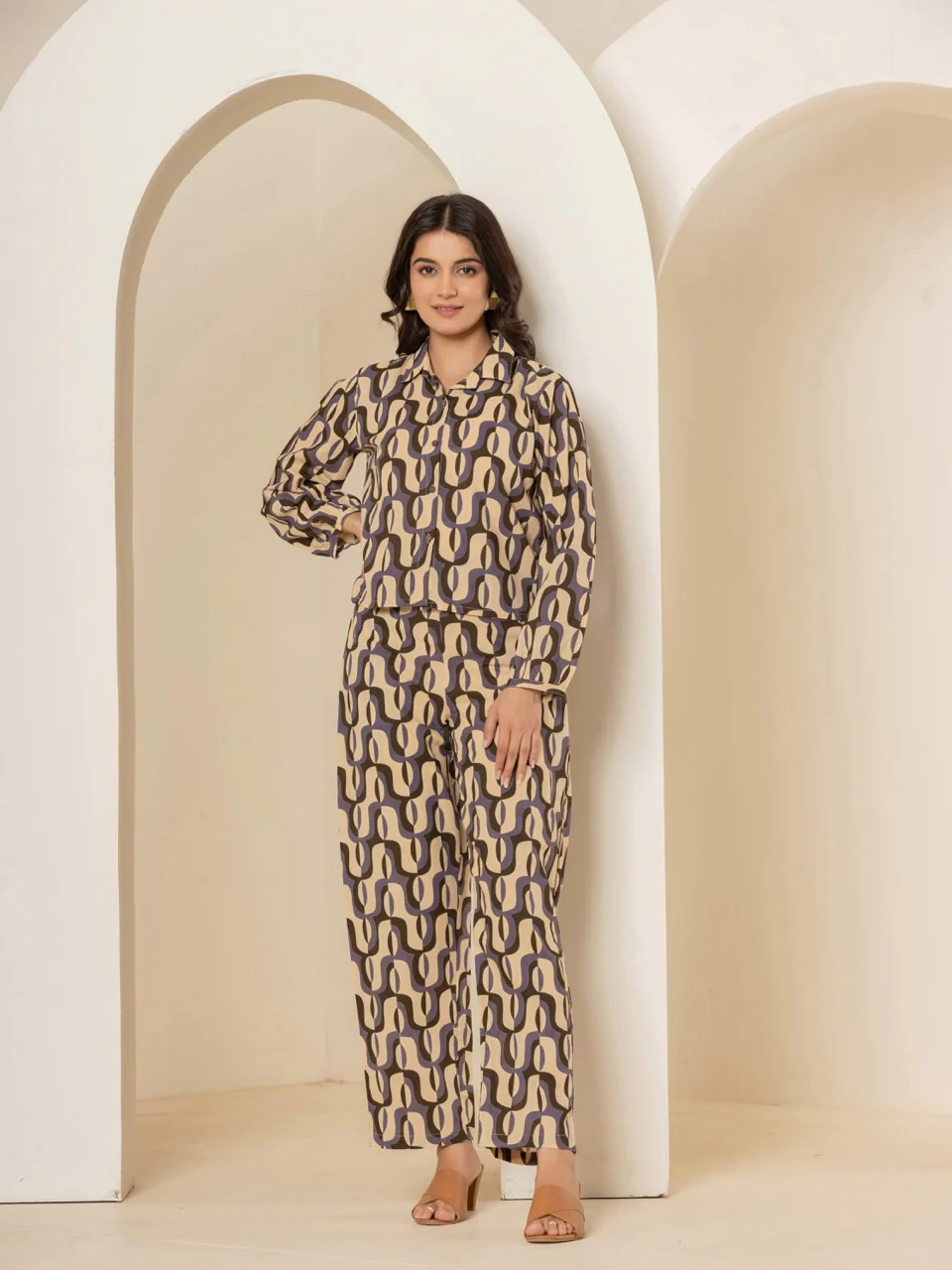 Abstract Caramel Plum Dream Co-Ord Set - Image 3
