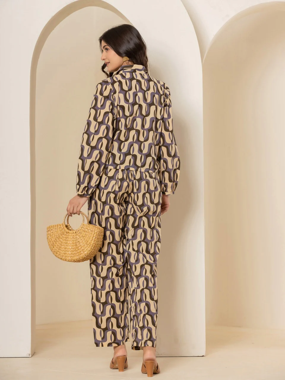 Abstract Caramel Plum Dream Co-Ord Set - Image 4
