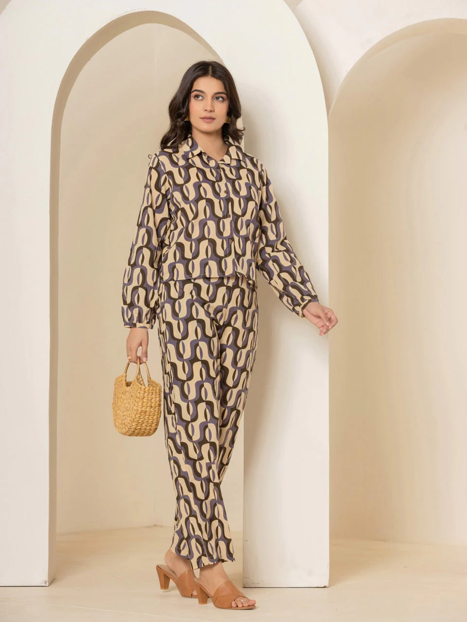 Abstract Caramel Plum Dream Shirt - Image 4