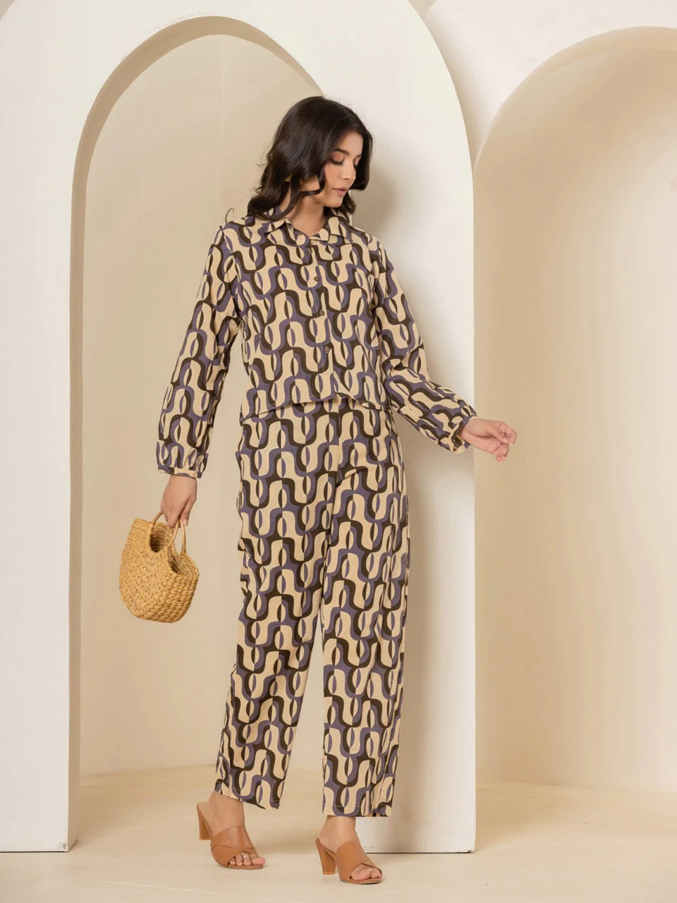 Abstract Caramel Plum Dream Shirt - Image 8