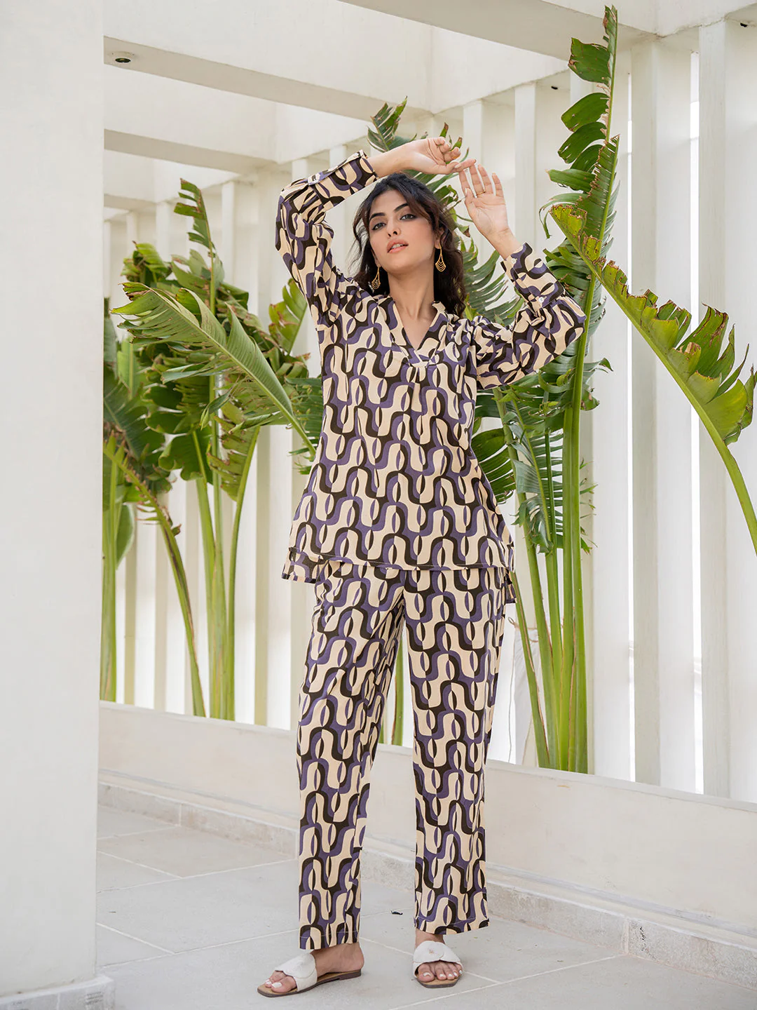 Abstract Caramel Pure Cotton Pant - Image 10