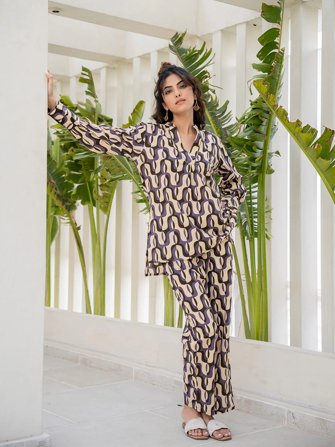 Abstract Caramel Pure Cotton Pant - Image 11