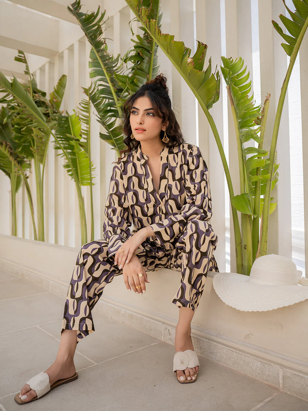Abstract Caramel Pure Cotton Pant - Image 5