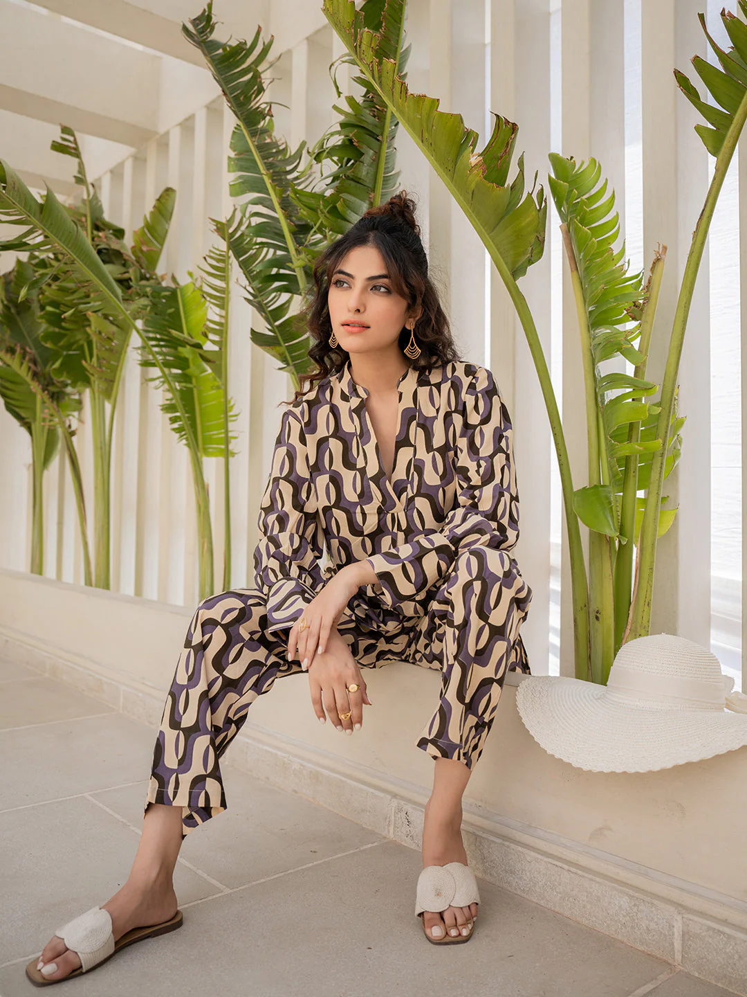 Abstract Caramel Pure Cotton Pant - Image 6