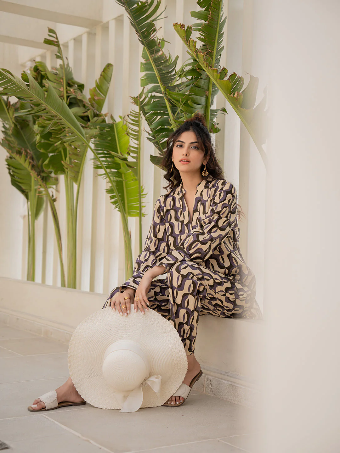 Abstract Caramel Pure Cotton Pant - Image 7