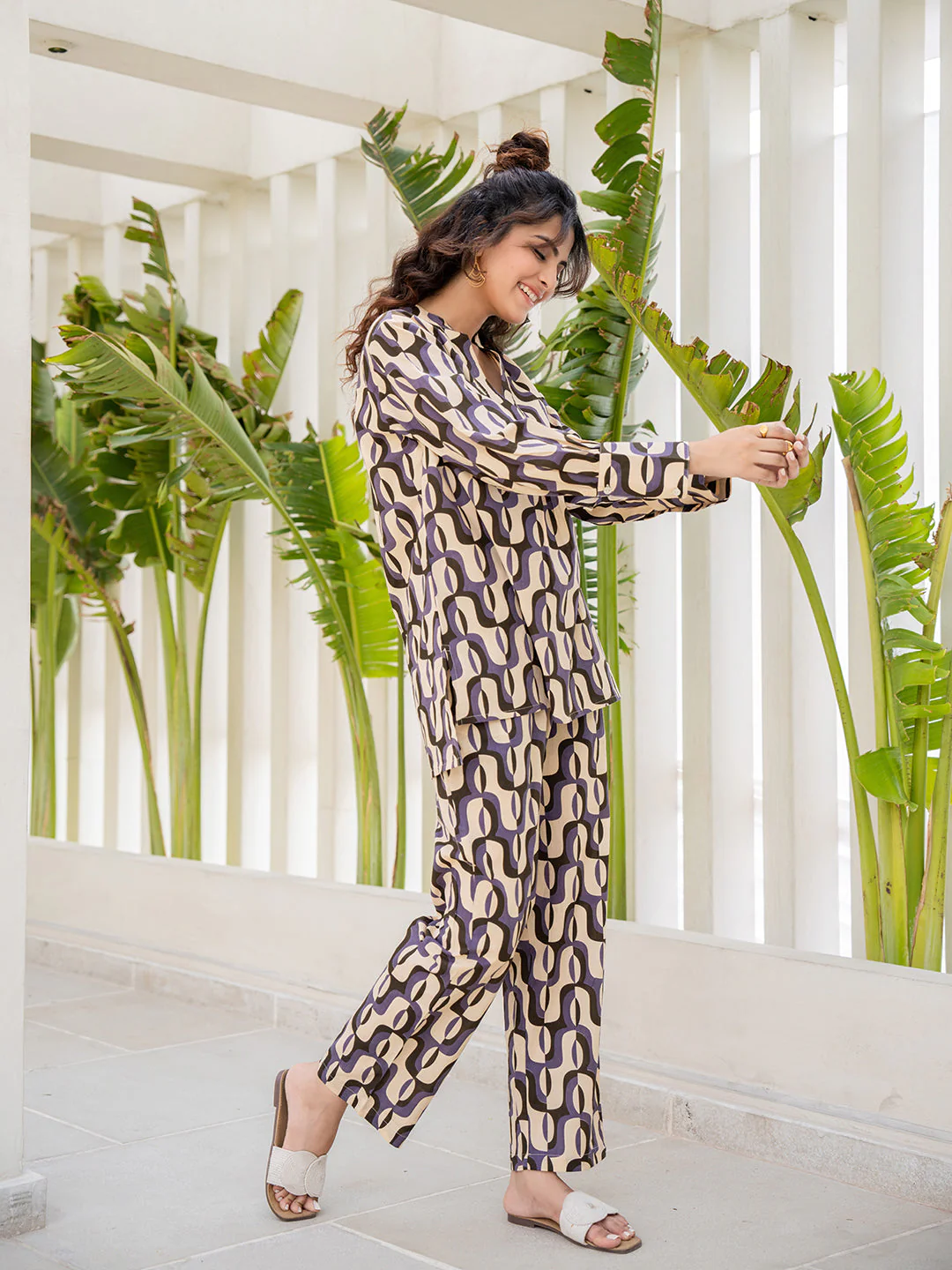 Abstract Caramel Pure Cotton Pant - Image 8