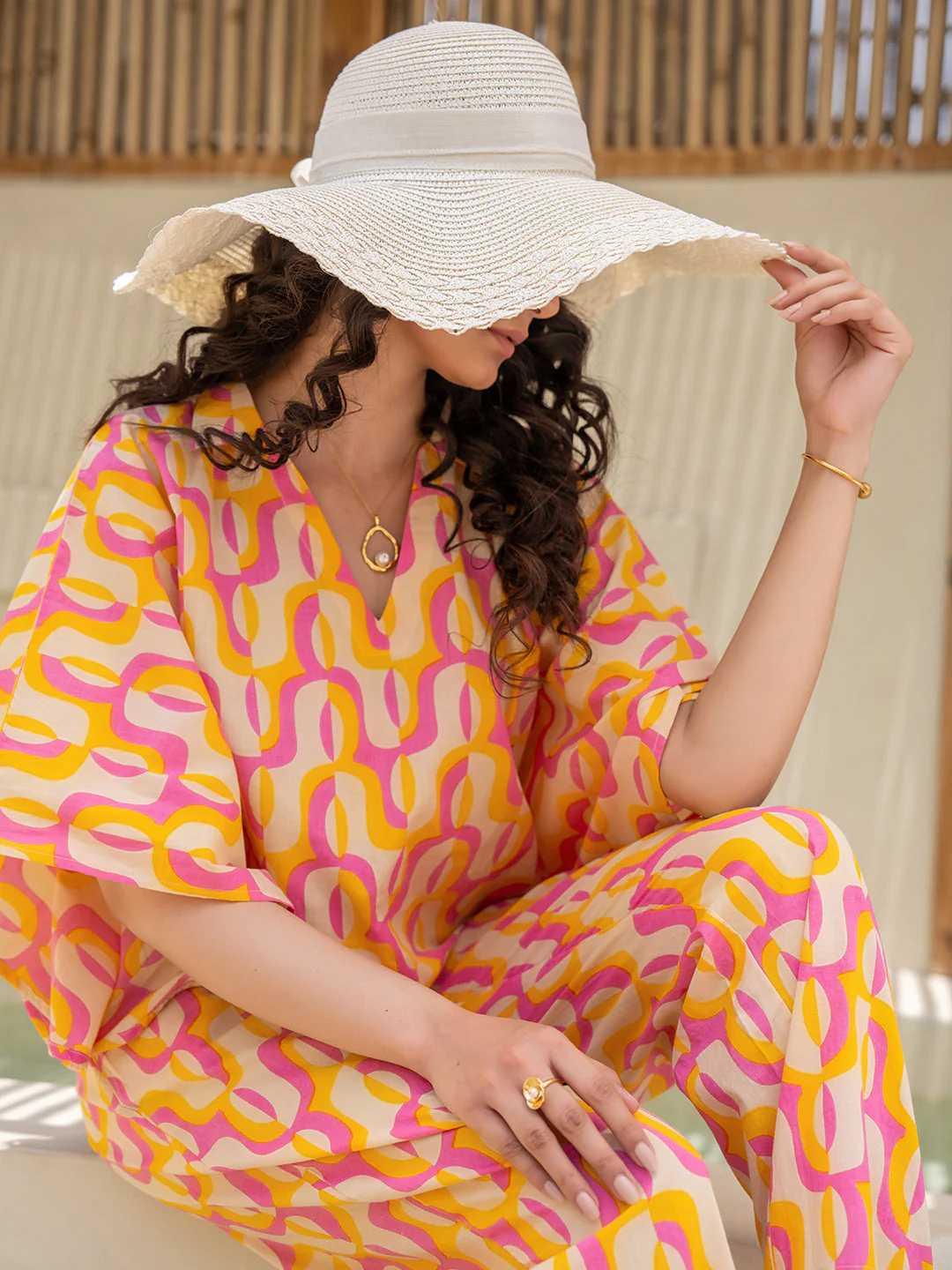 Abstract Lemon Candy Kaftan Top - Image 11