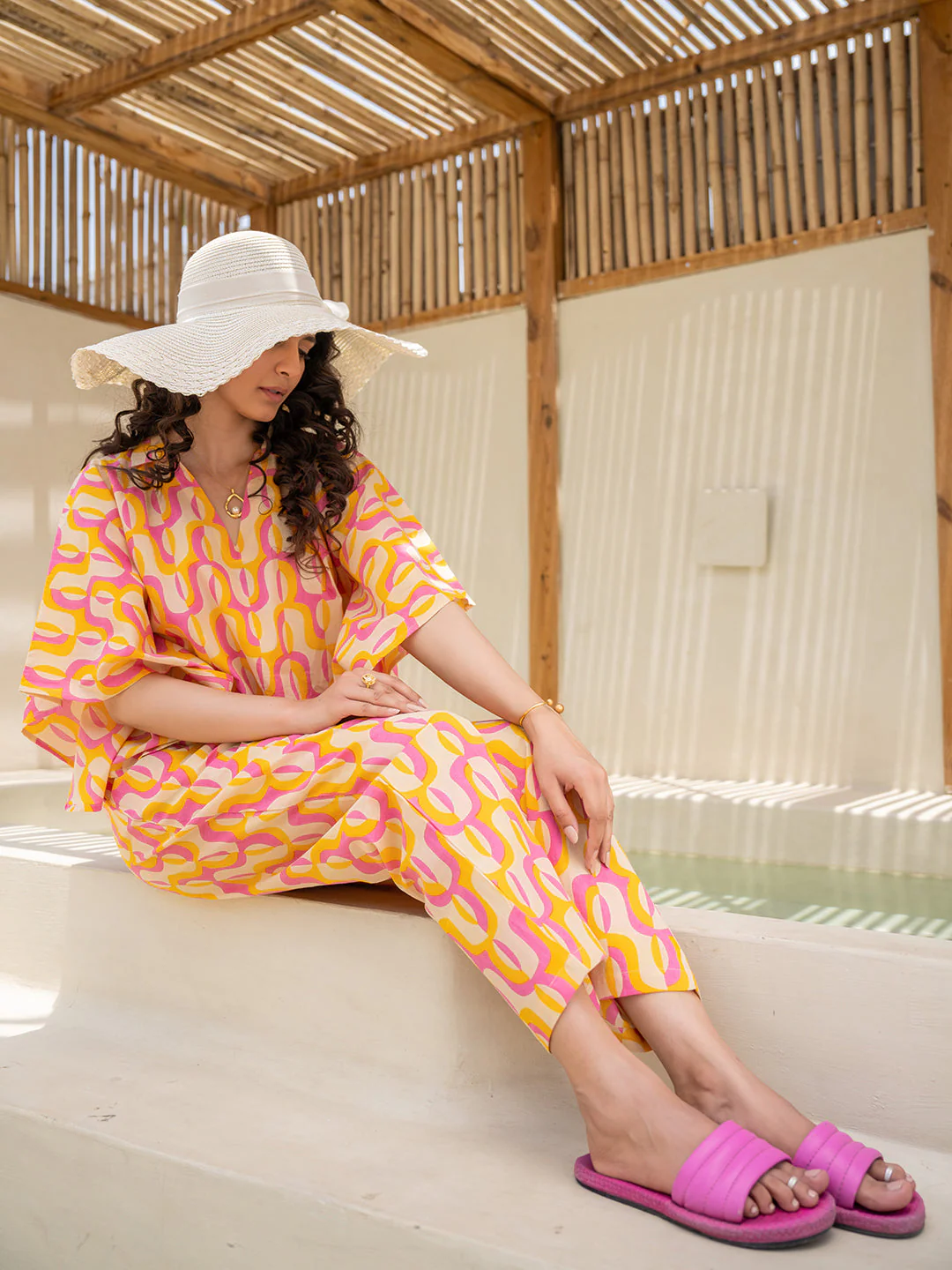 Abstract Lemon Candy Kaftan Top - Image 12