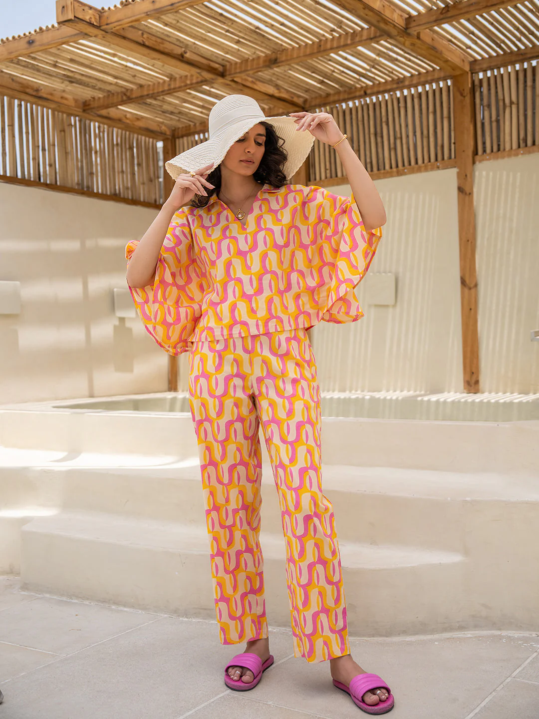 Abstract Lemon Candy Kaftan Top - Image 14