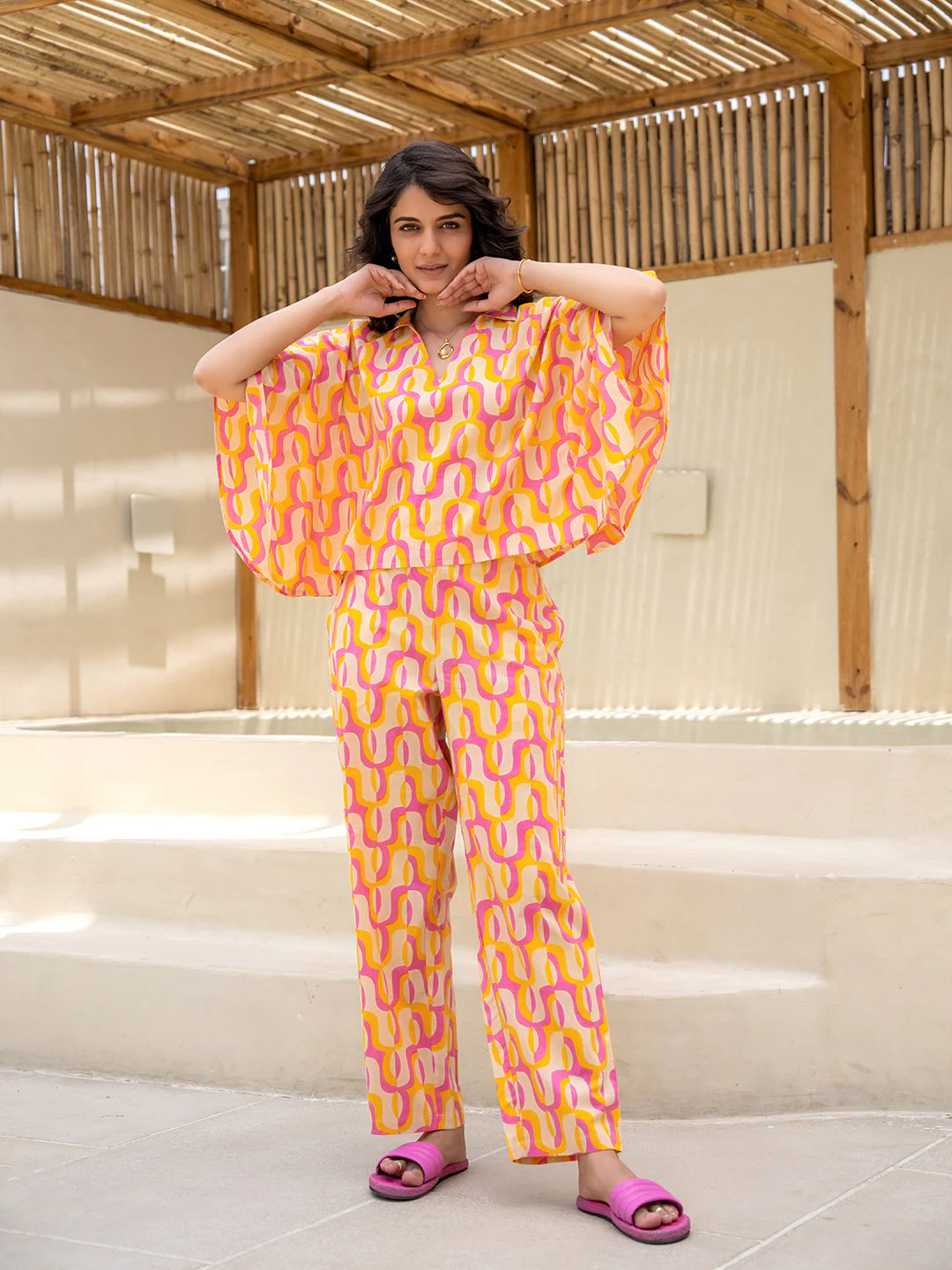 Abstract Lemon Candy Kaftan Top - Image 6
