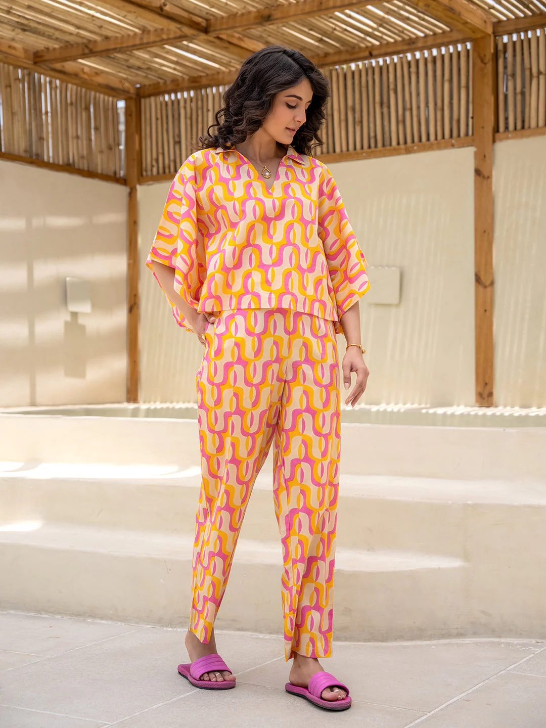 Abstract Lemon Candy Kaftan Top - Image 9
