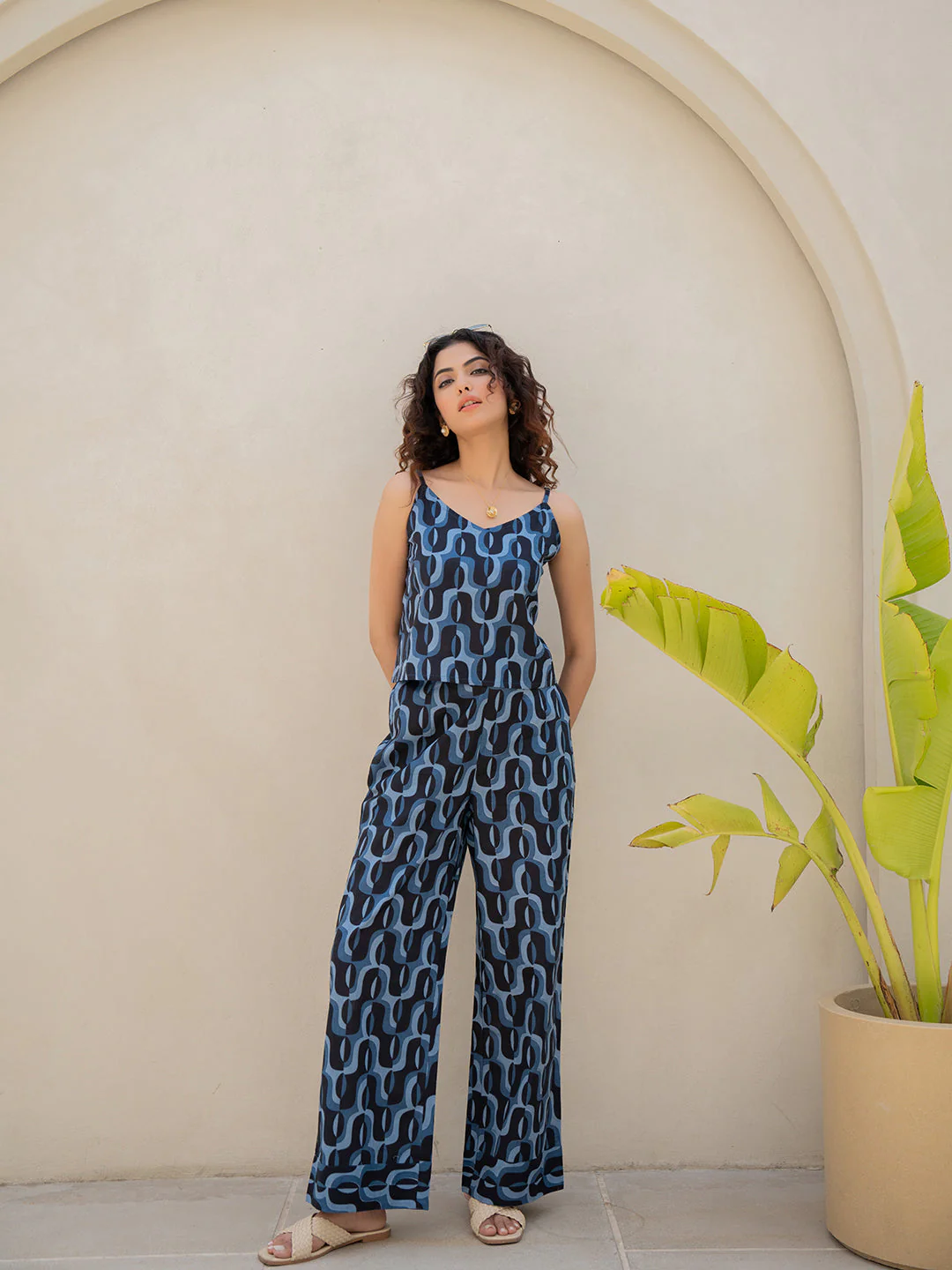 Abstract Navy Nirvana Blue Spaghetti Top - Image 15