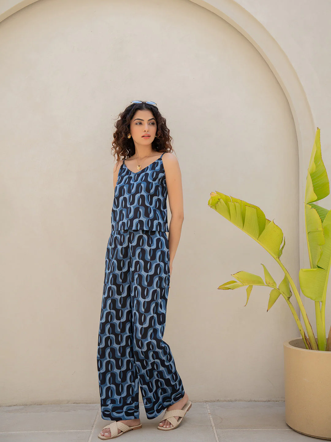 Abstract Navy Nirvana Blue Spaghetti Top - Image 16