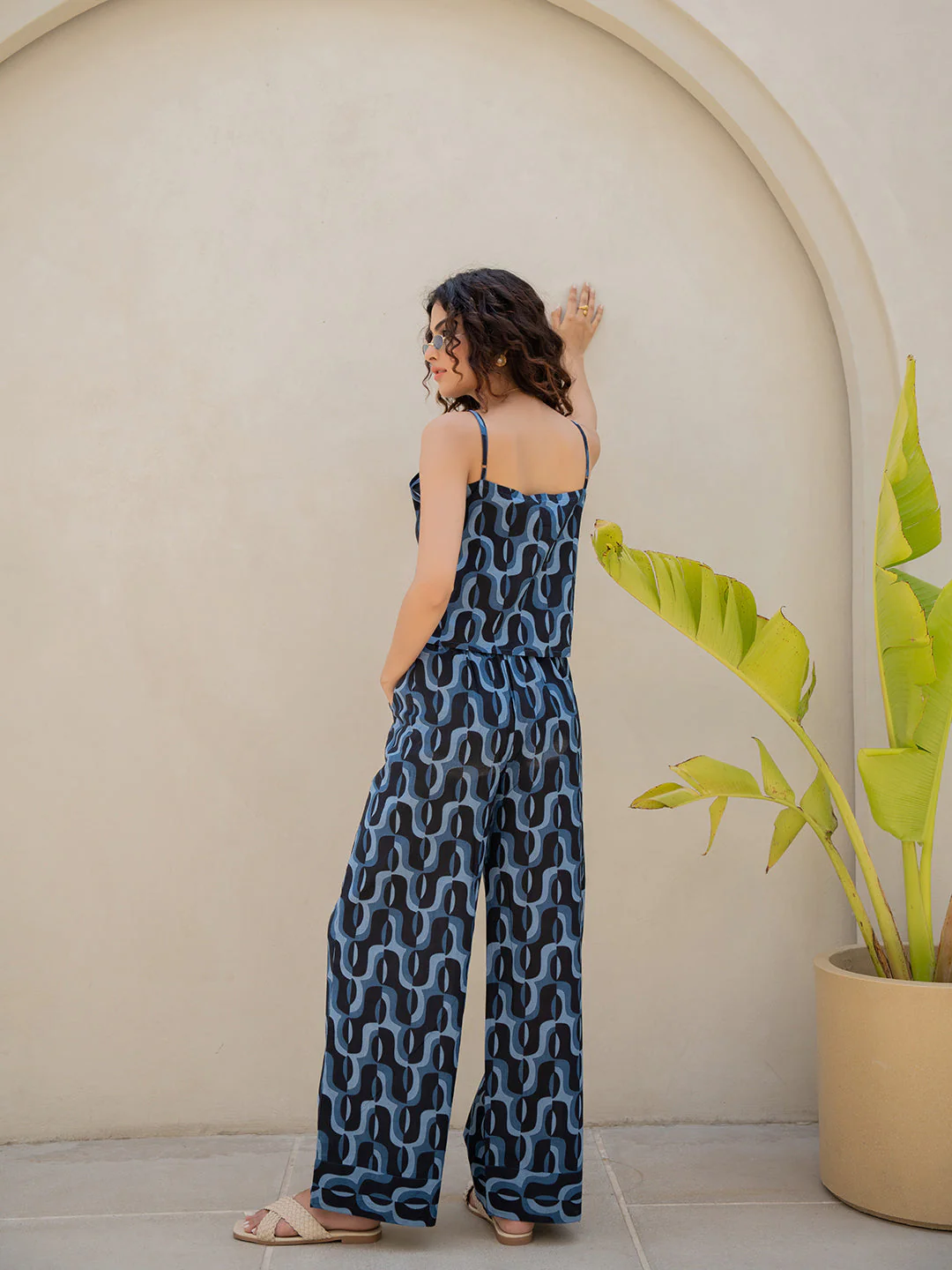 Abstract Navy Nirvana Blue Spaghetti Top - Image 8