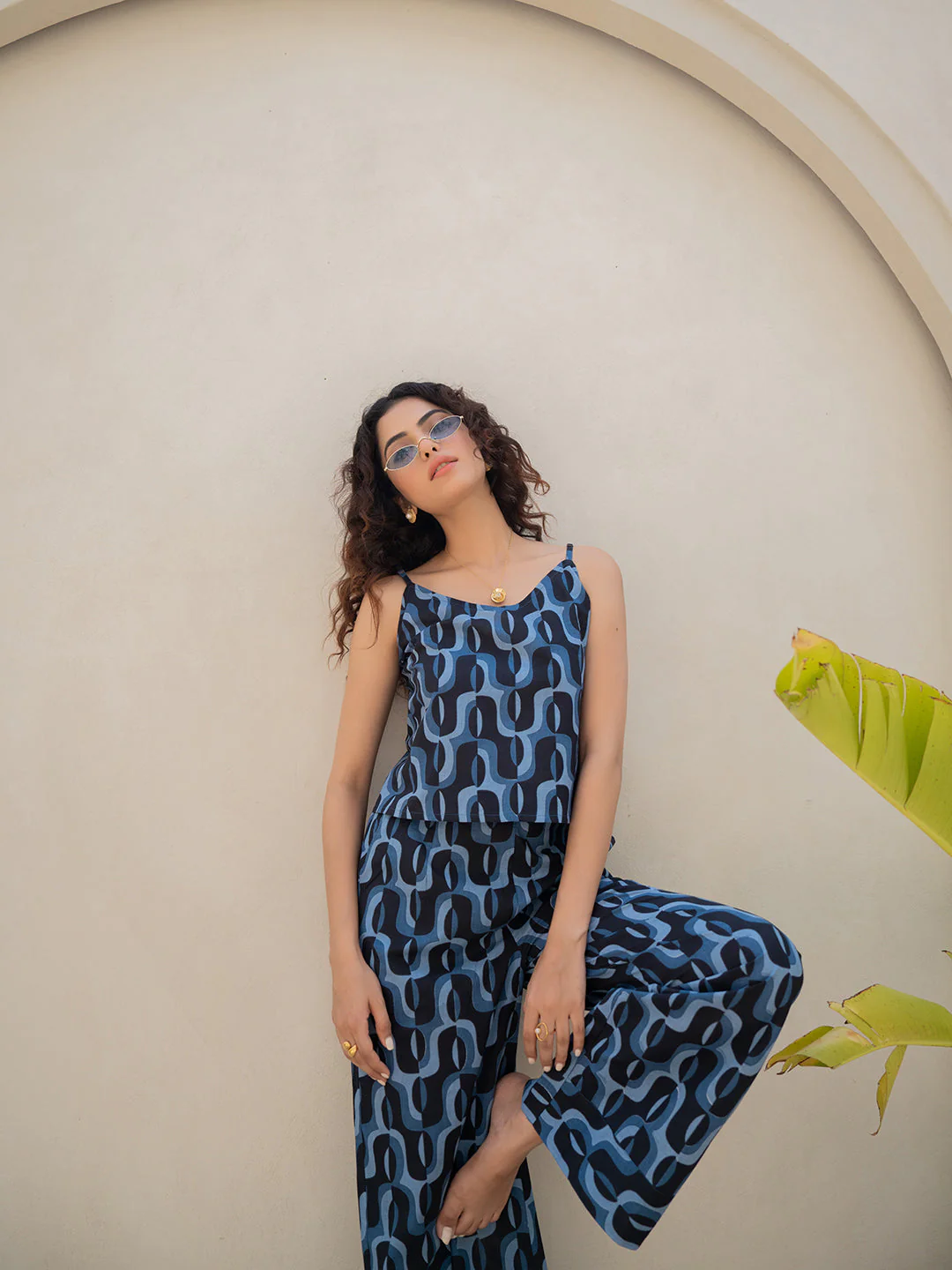 Abstract Navy Nirvana Blue Spaghetti Top - Image 9