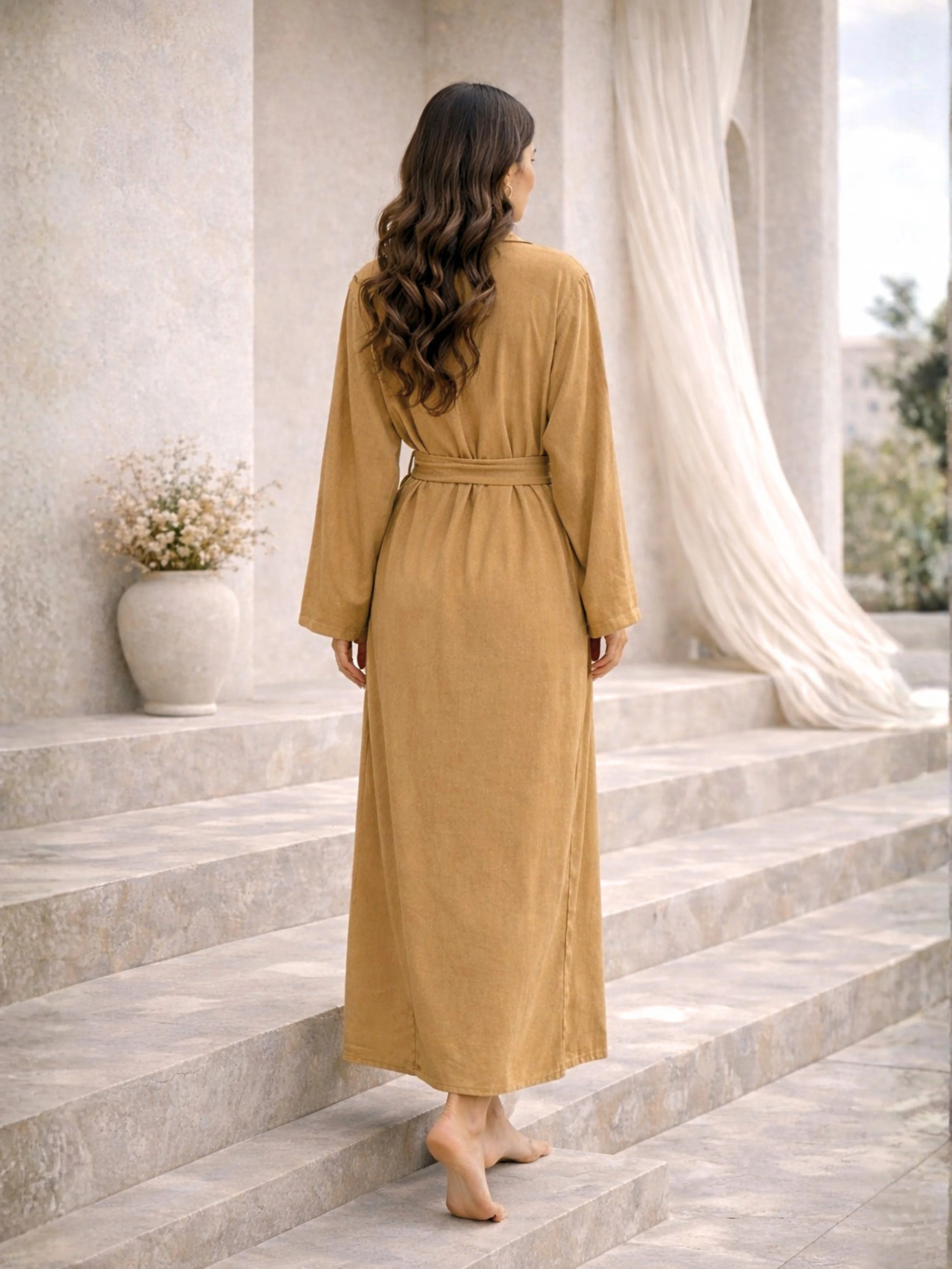 Beige Soft Crepe Robe for Women - Image 5