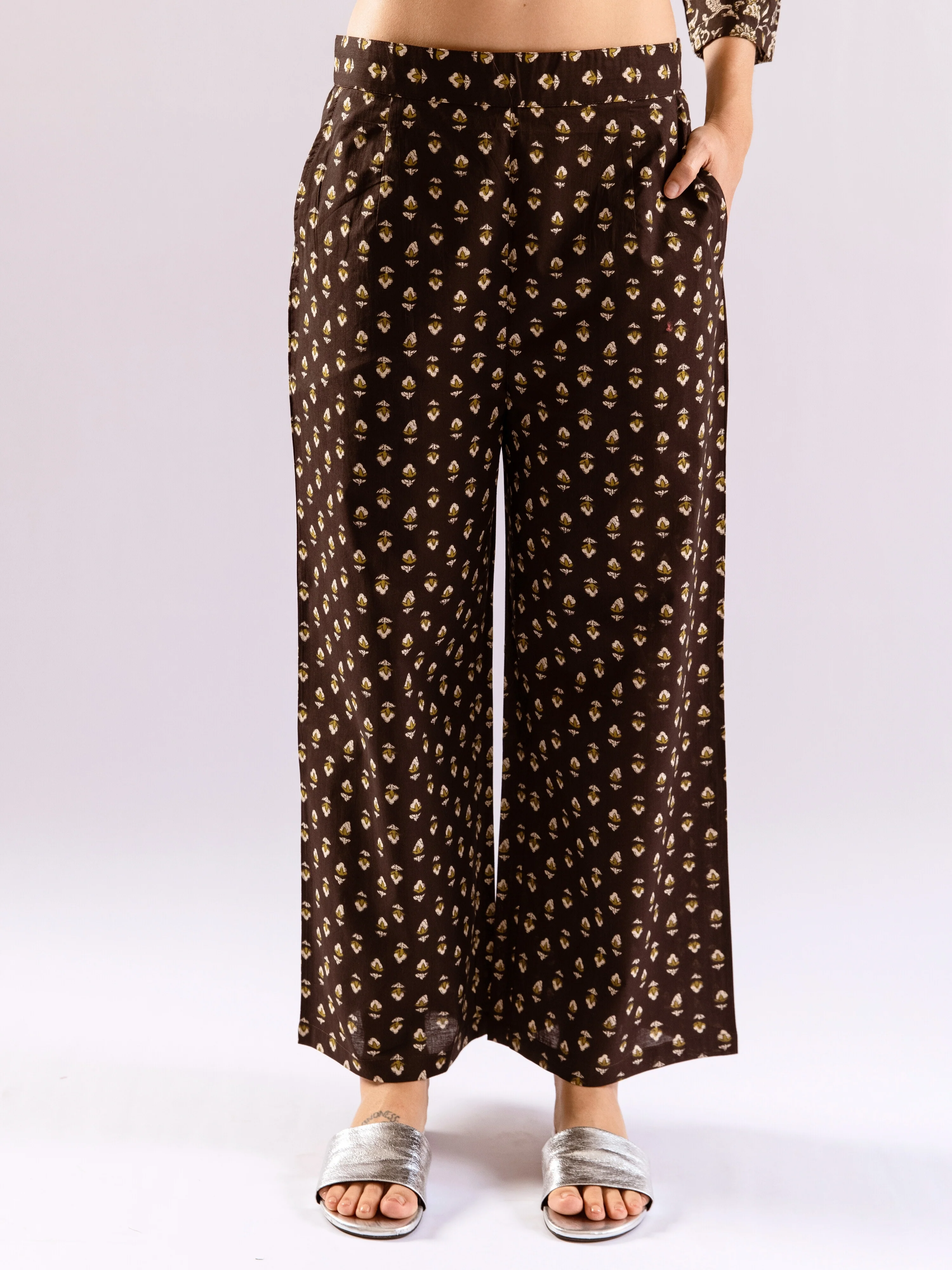 Black Flora Fiesta Pure Cotton Collar Shirt Co-ord set - Image 4
