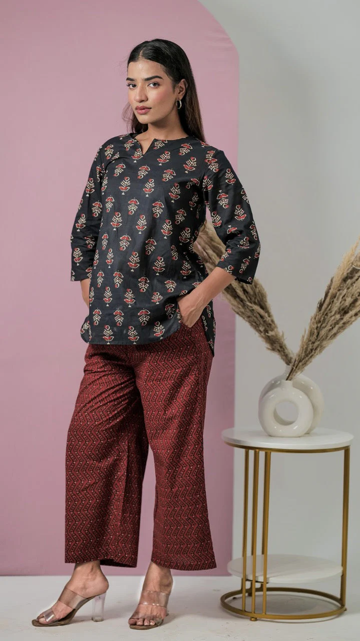 Black Hand Block Pure Cotton Lounge Wear - Image 15