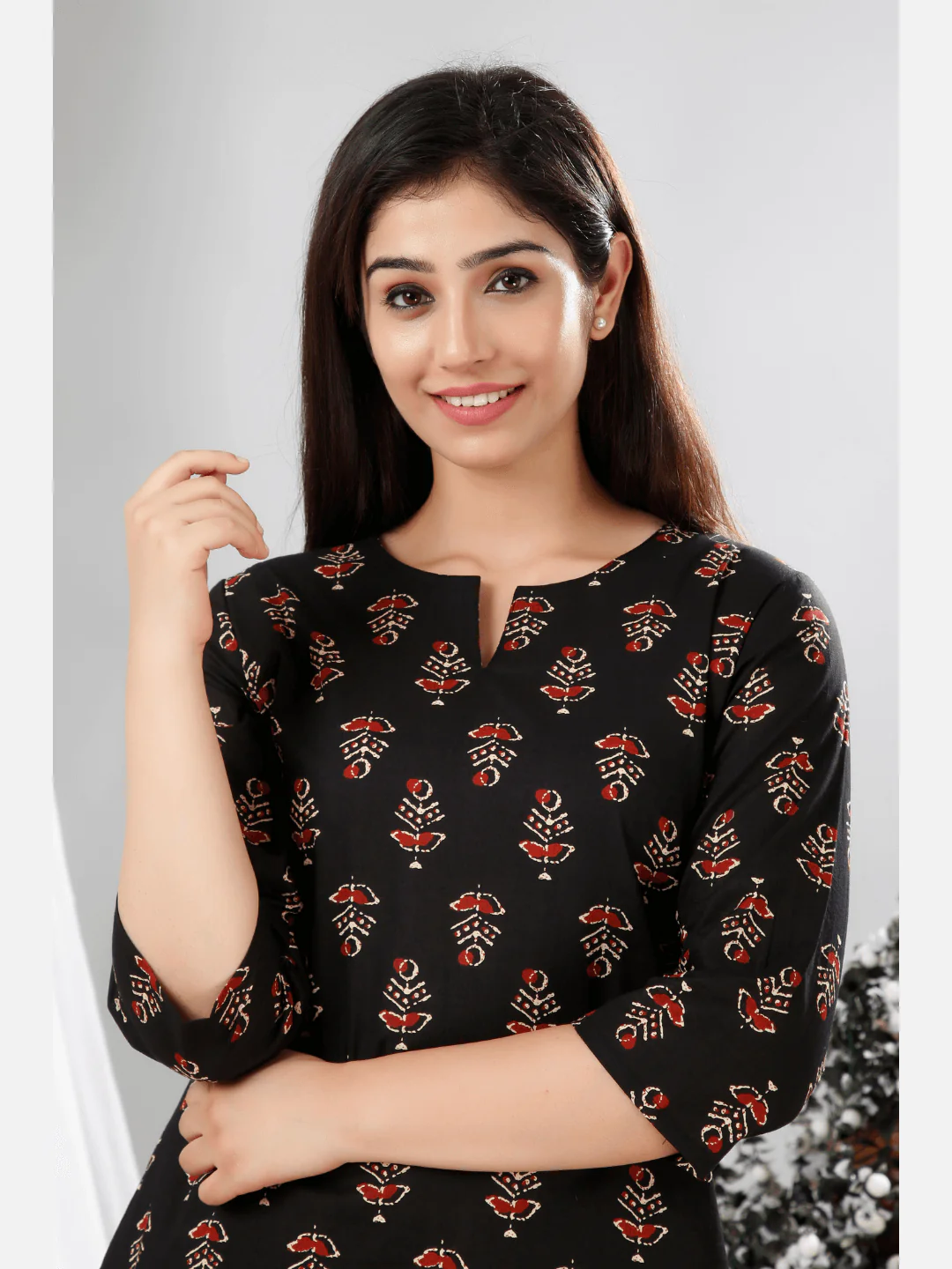 Black Hand Block Pure Cotton Lounge Wear - Image 2