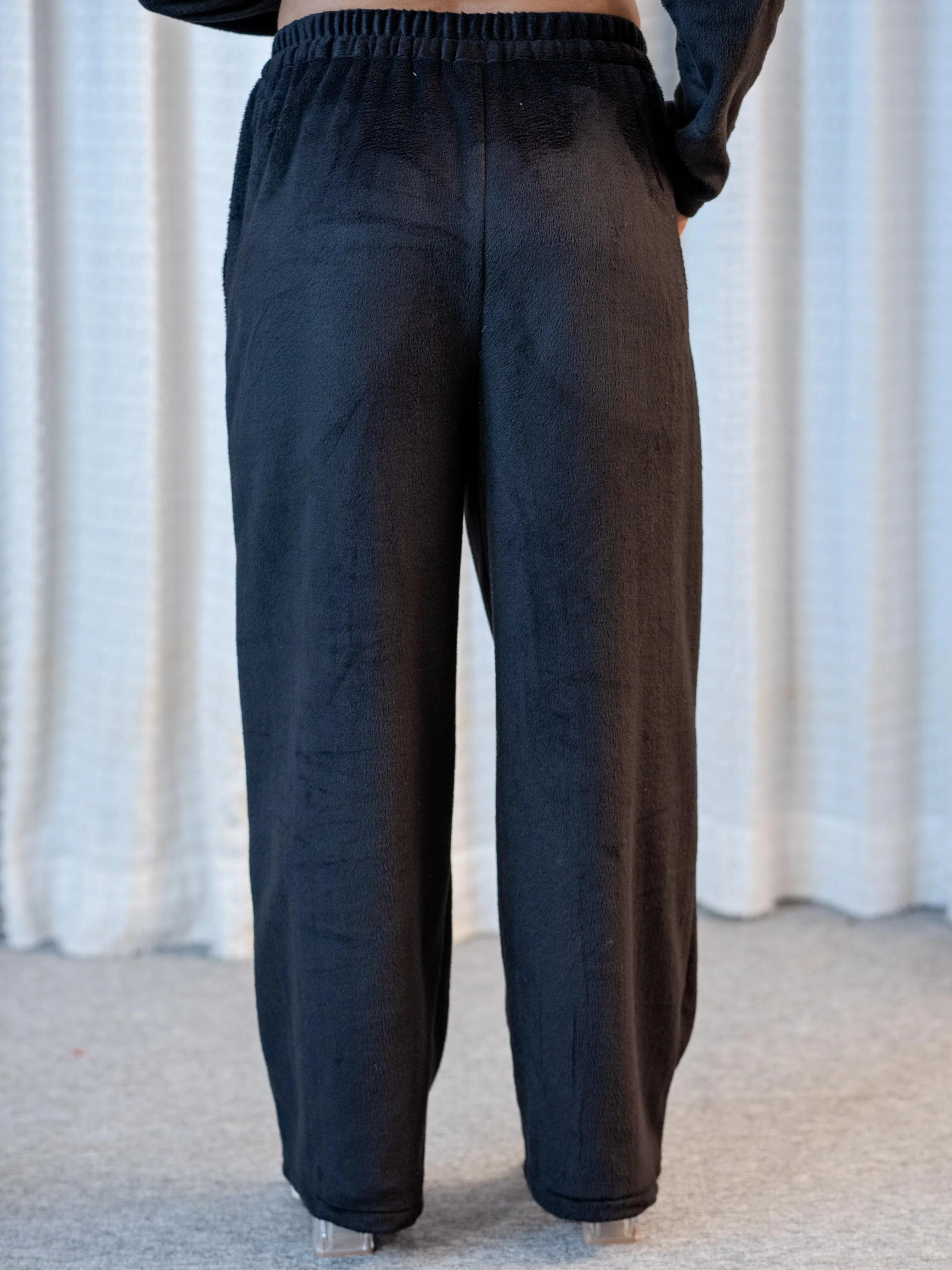 Black Super Soft Woollen Bow Pajama Set - Image 11