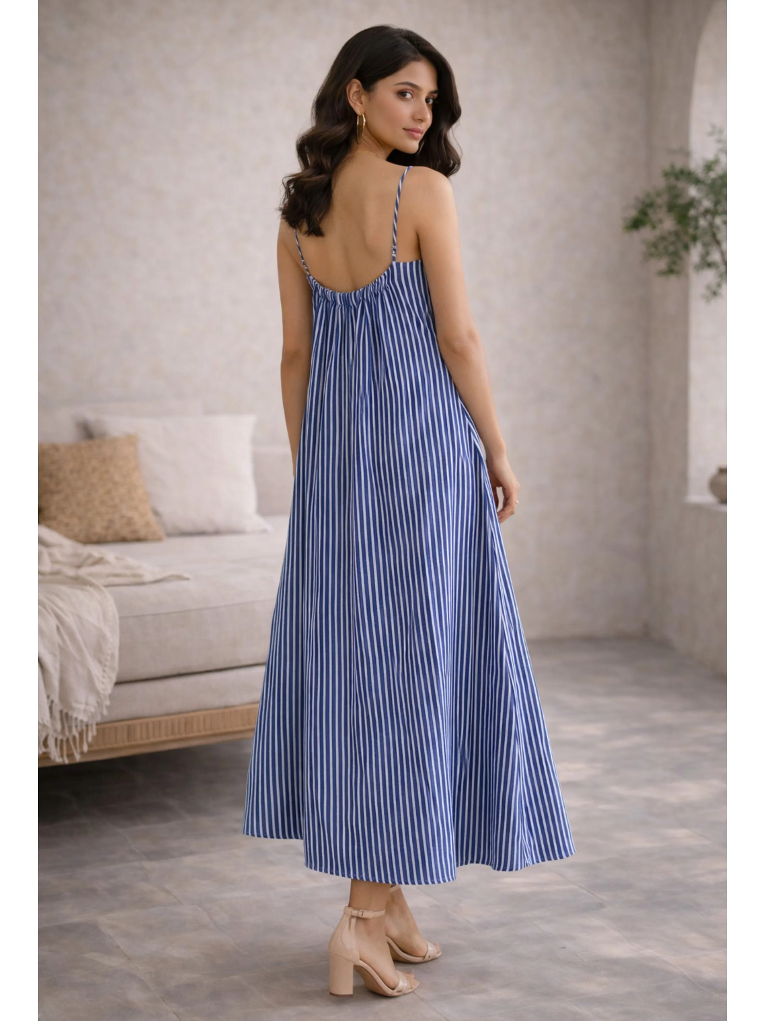 Blue Haven Pure Cotton Women's Strap Maxi with Robe - Image 7