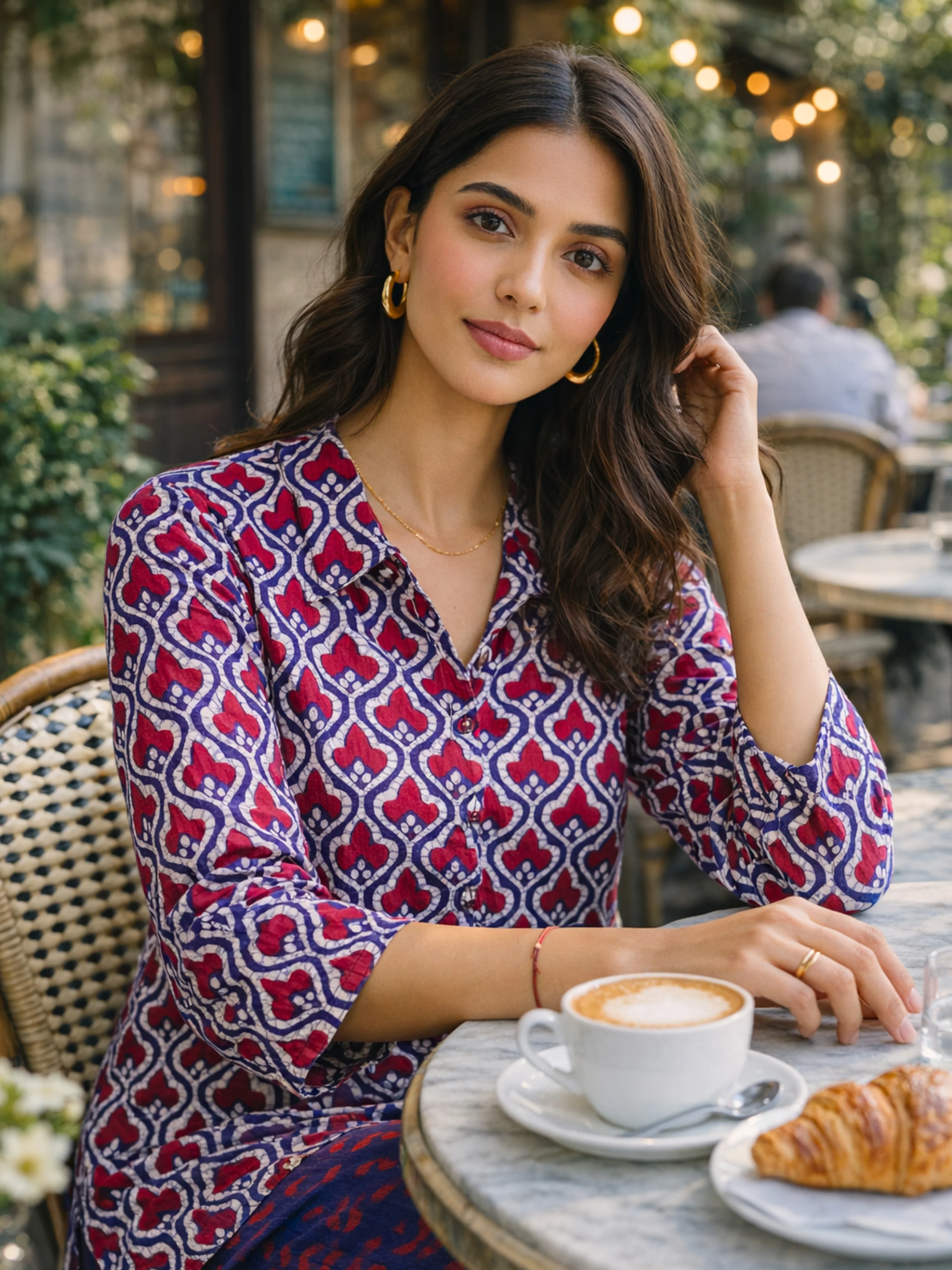 Blue Heritage Pure Cotton Women's Collar Co-ord Set - Image 3