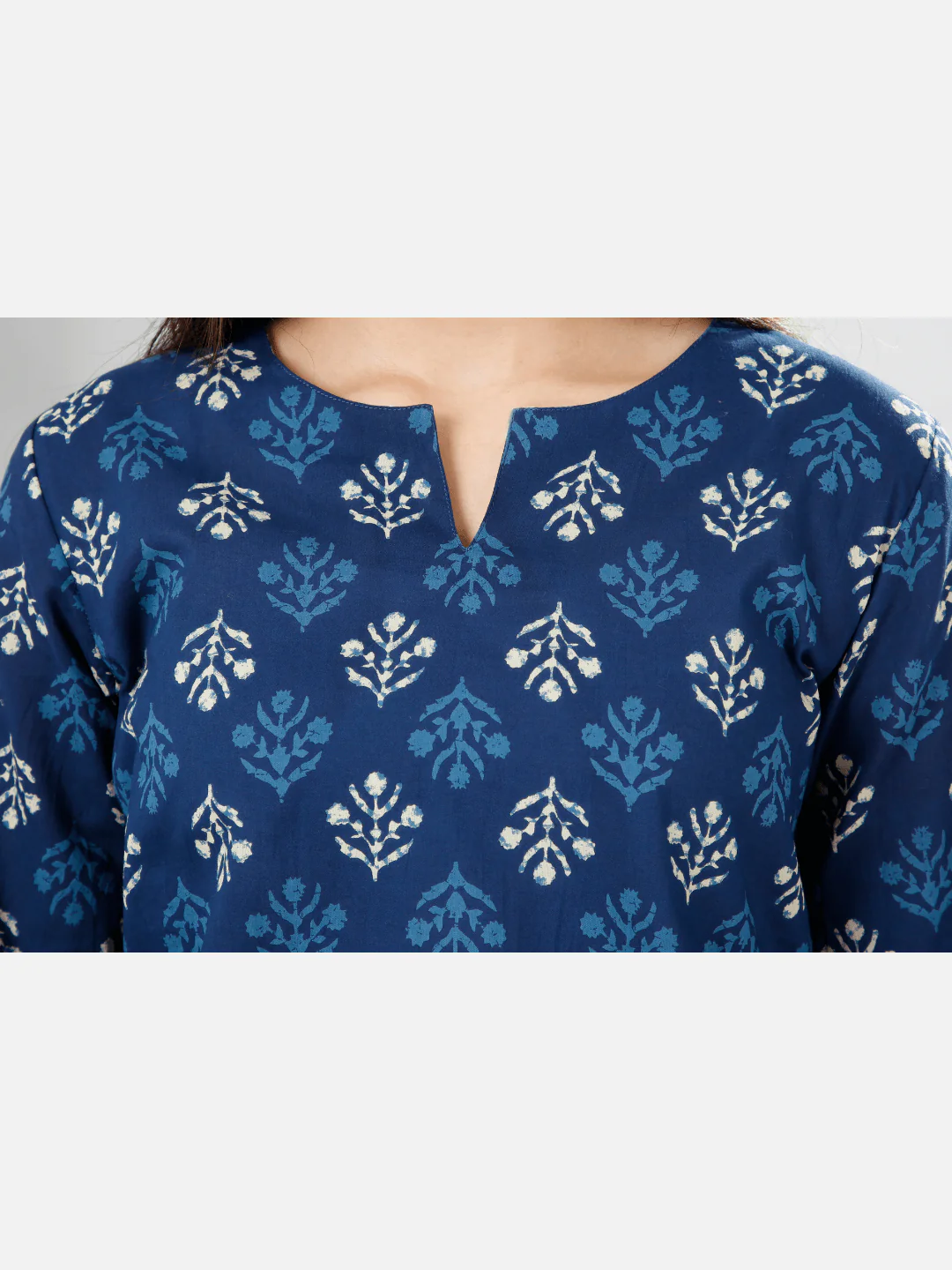 Blue Indigo Hand Block Printed Pure Cotton Lounge Wear - Image 9