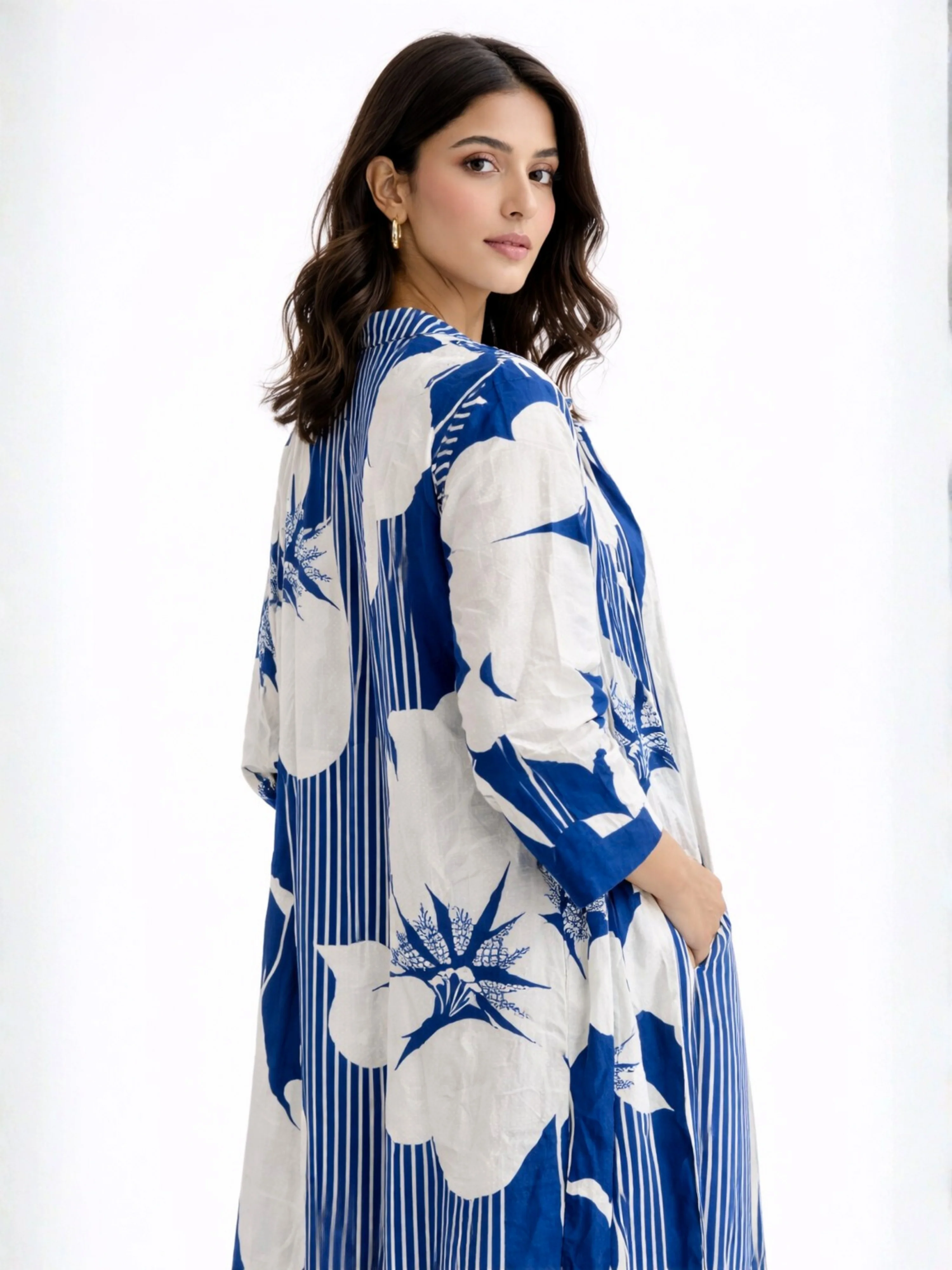 Blue Haven Pure Cotton Women's Strap Maxi with Robe - Image 5