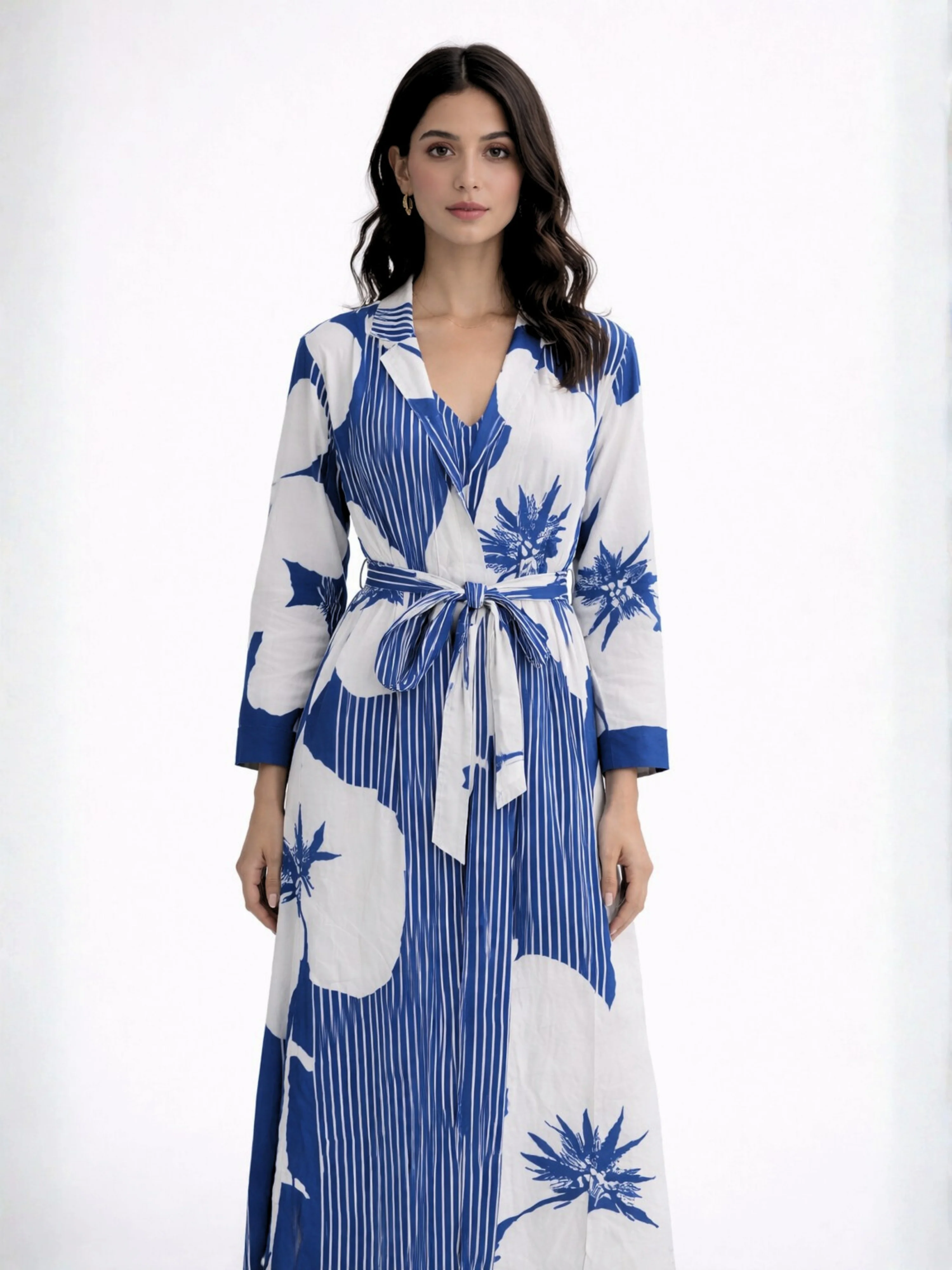 Blue Haven Pure Cotton Women's Strap Maxi with Robe - Image 4