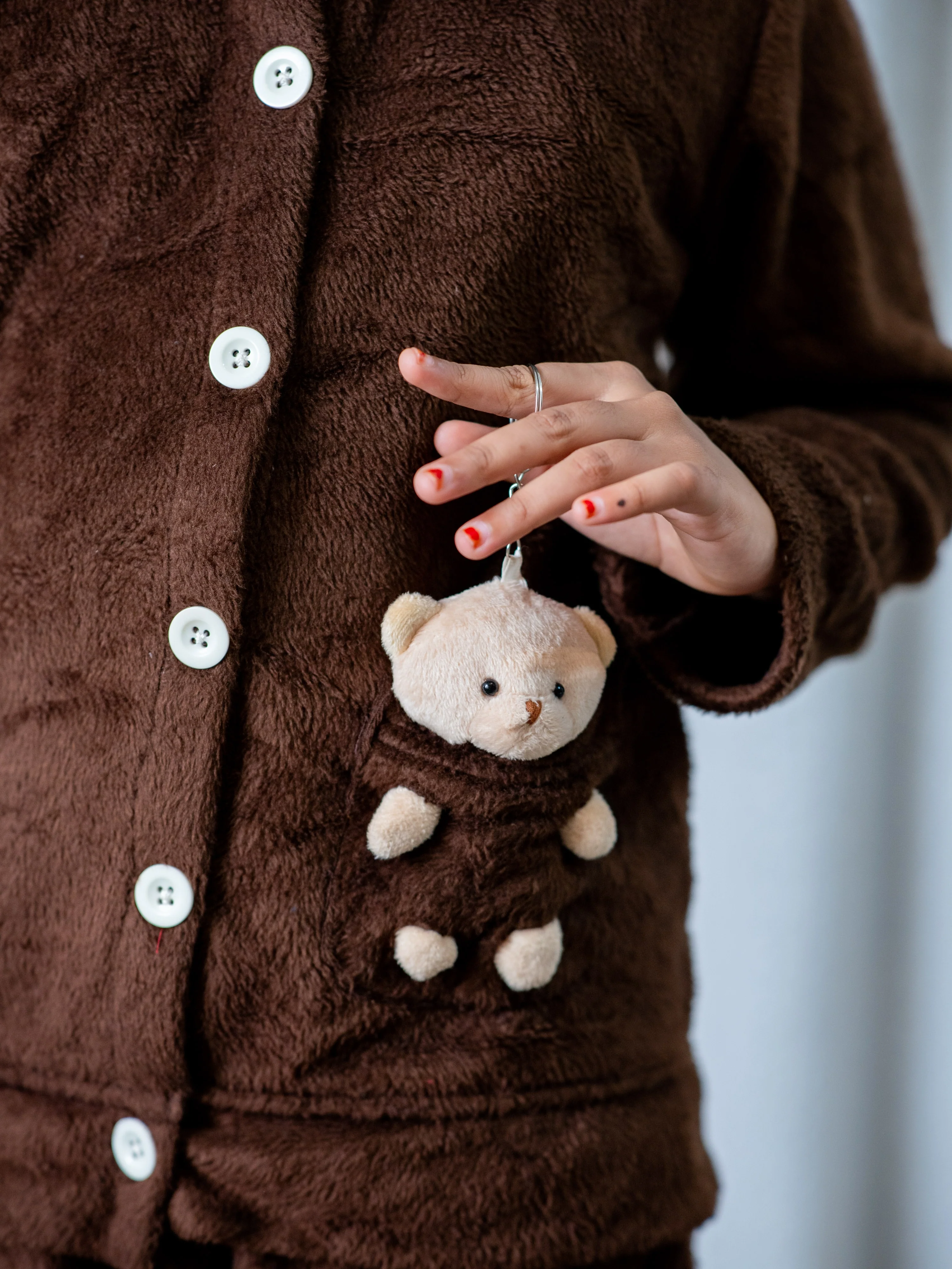 Brown Super Soft Kids Unisex Woollen Cardigan Set With Teddy - Image 5