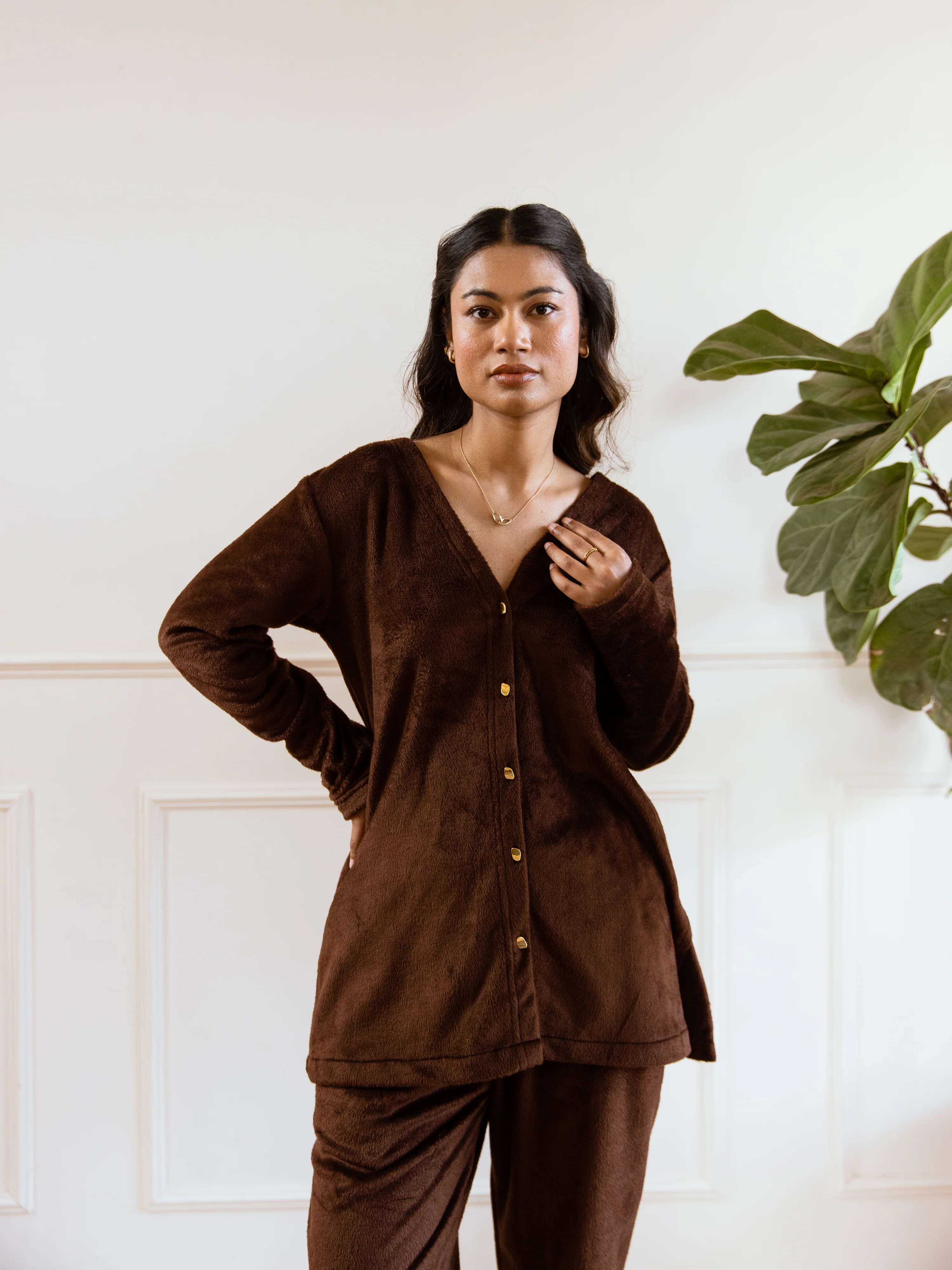 Brown Super Soft Woollen Cardigan Set - Image 11