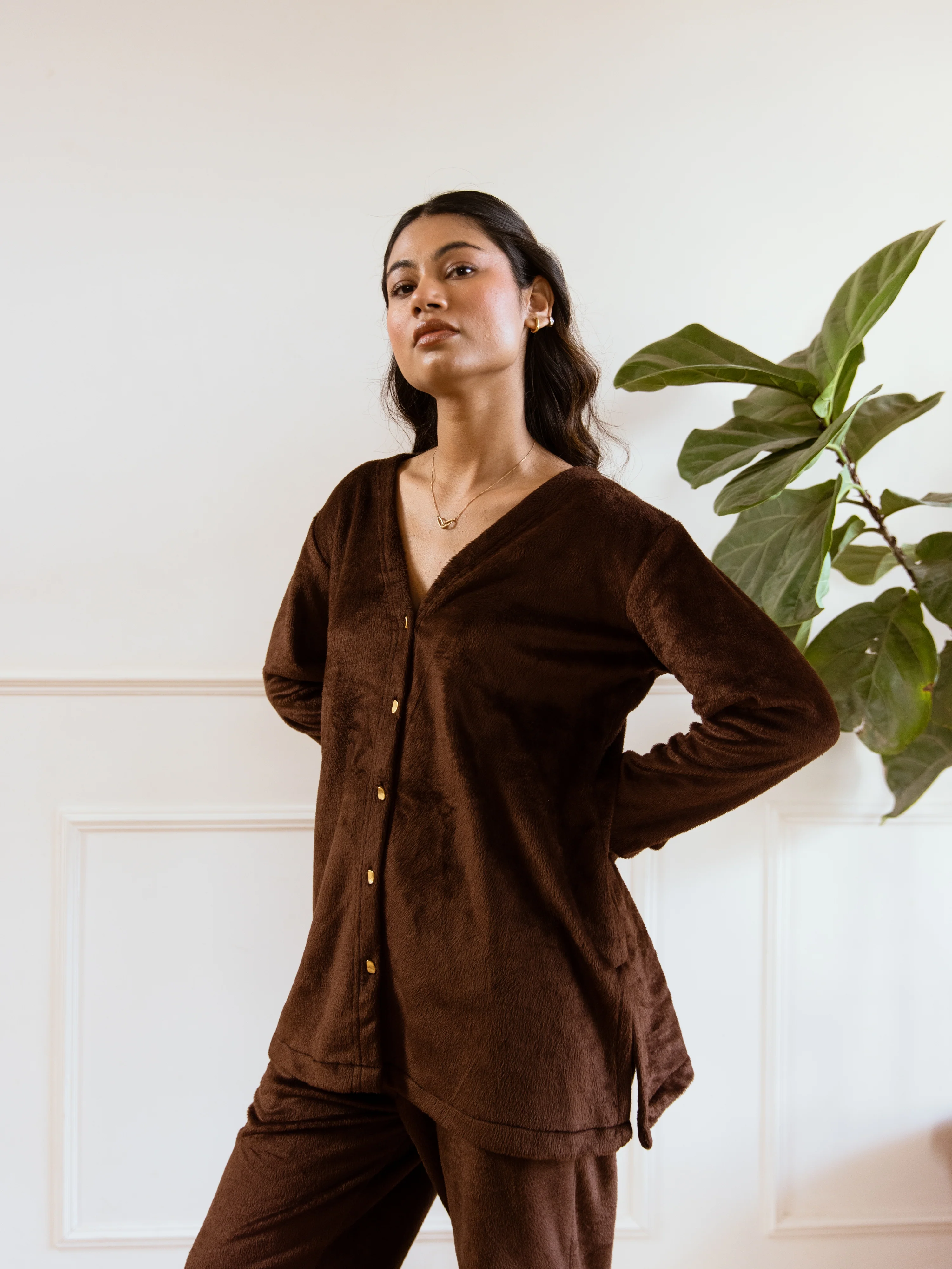 Brown Super Soft Woollen Cardigan Set - Image 13