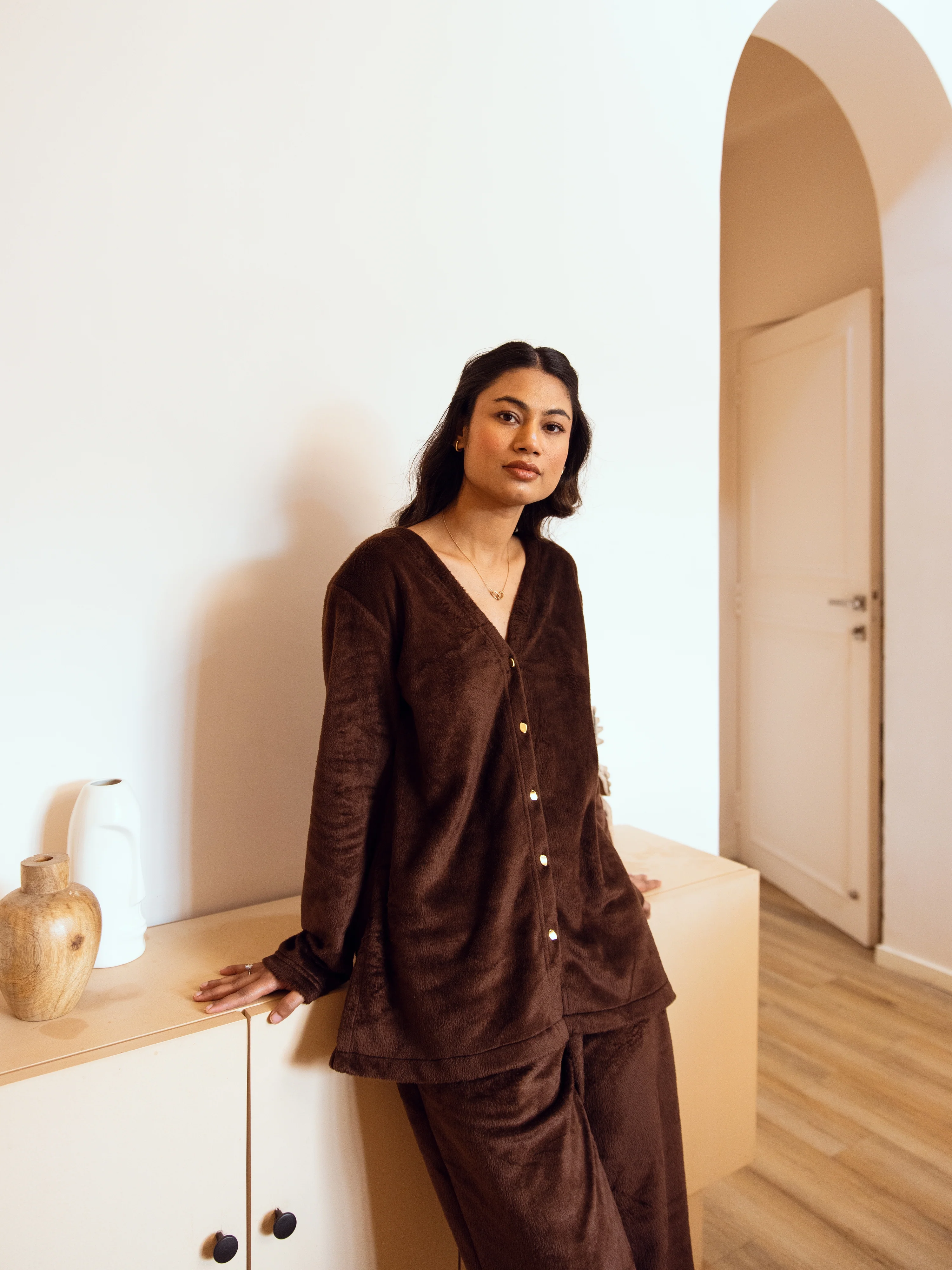 Brown Super Soft Woollen Cardigan Set - Image 3