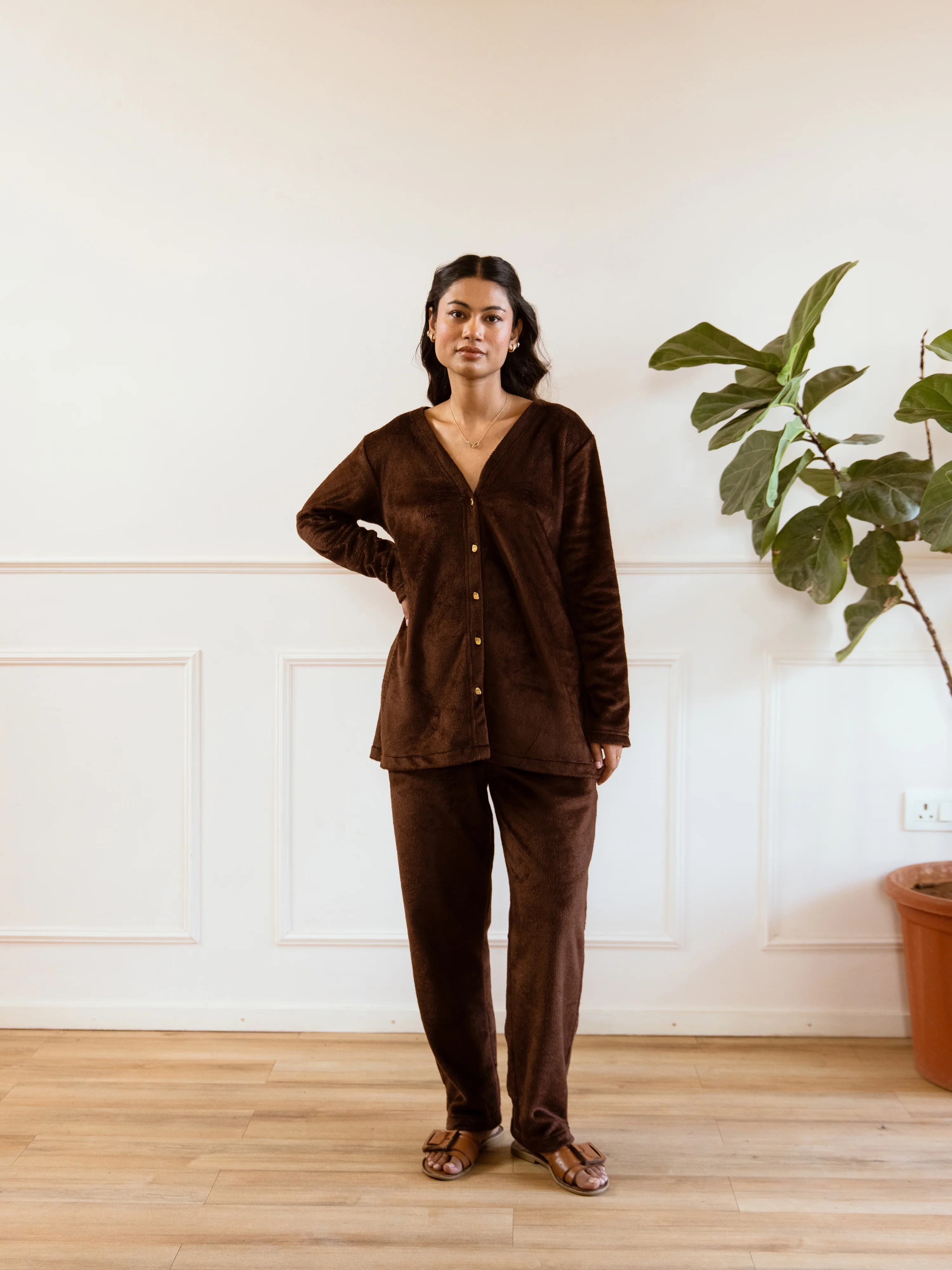 Brown Super Soft Woollen Cardigan Set - Image 4