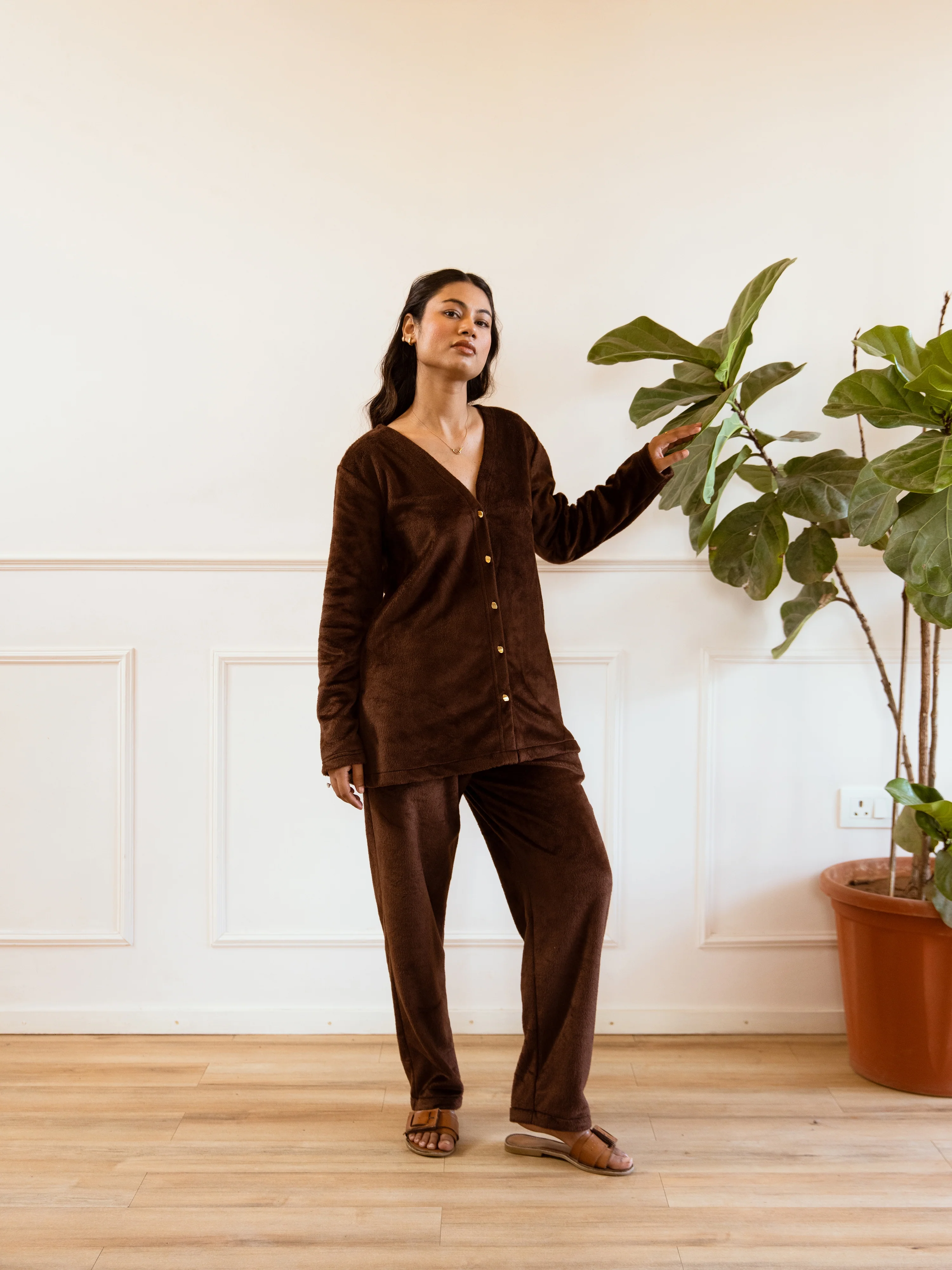 Brown Super Soft Woollen Cardigan Set - Image 6