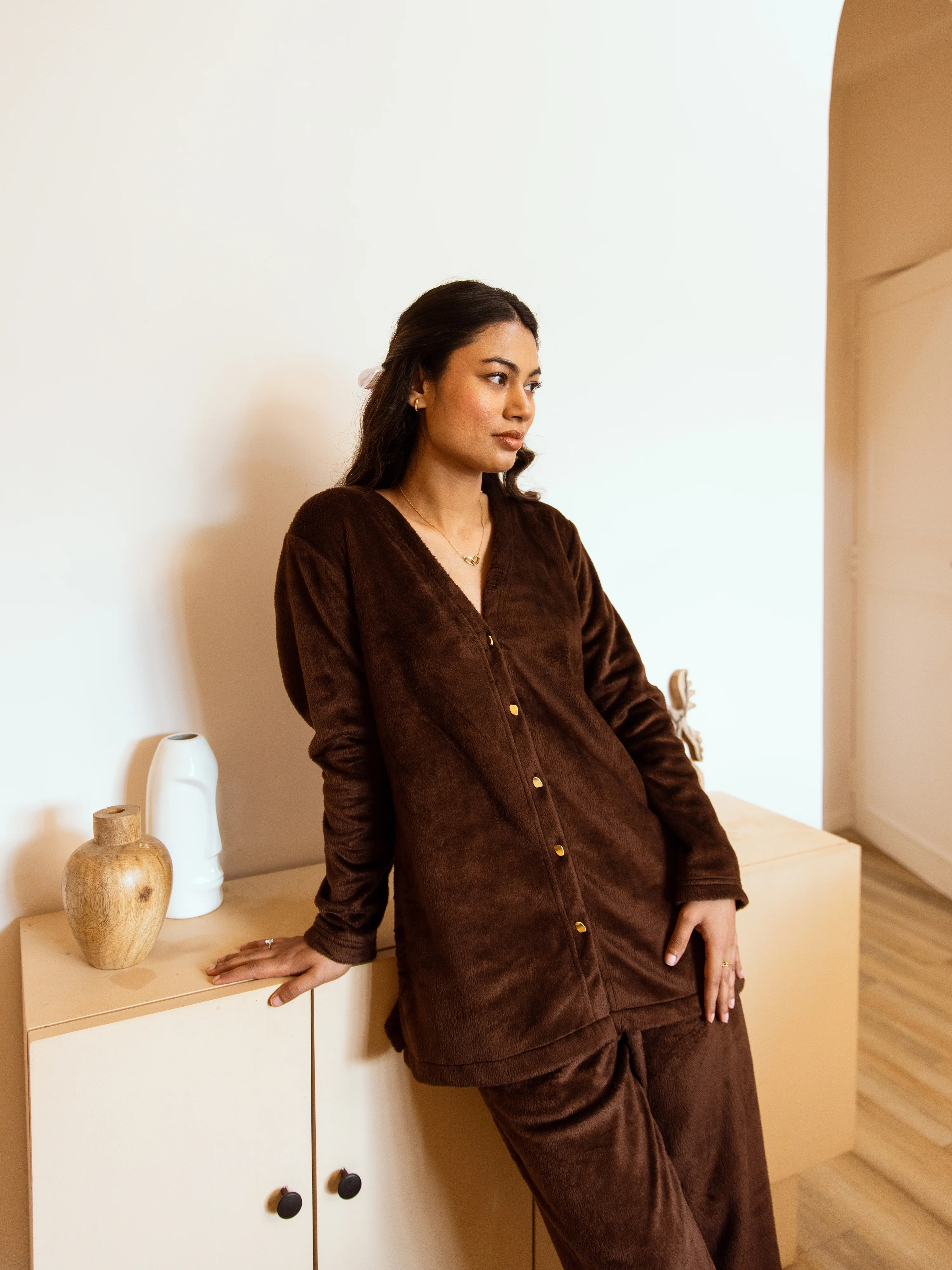 Brown Super Soft Woollen Cardigan Set - Image 7