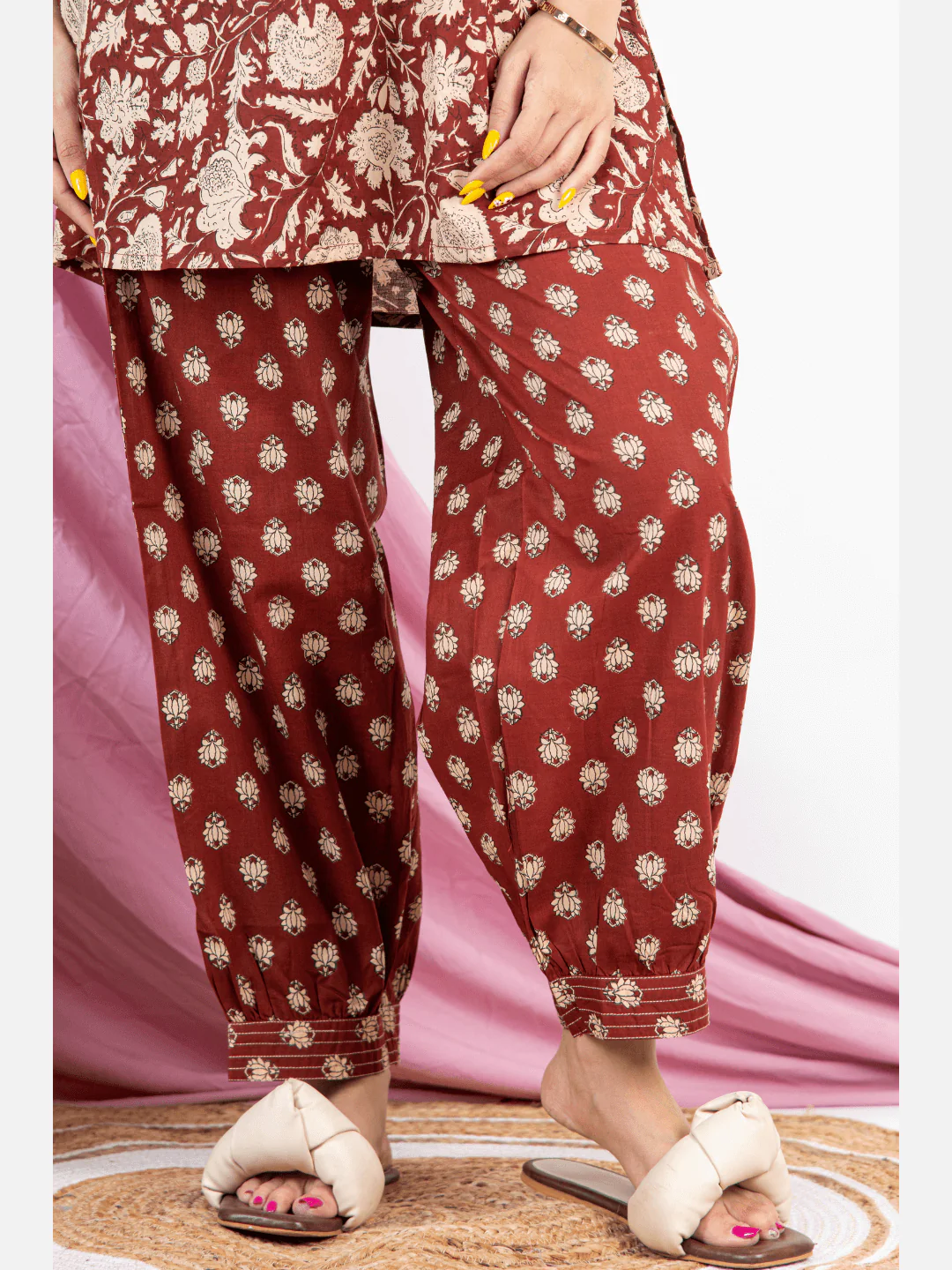 Brown V Neck Cotton Loungewear - Image 8