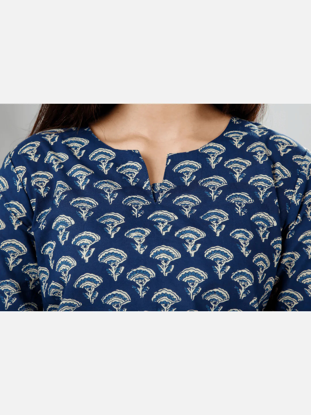 Blue Hand Block Printed Pure Cotton Lounge Wear - Image 8