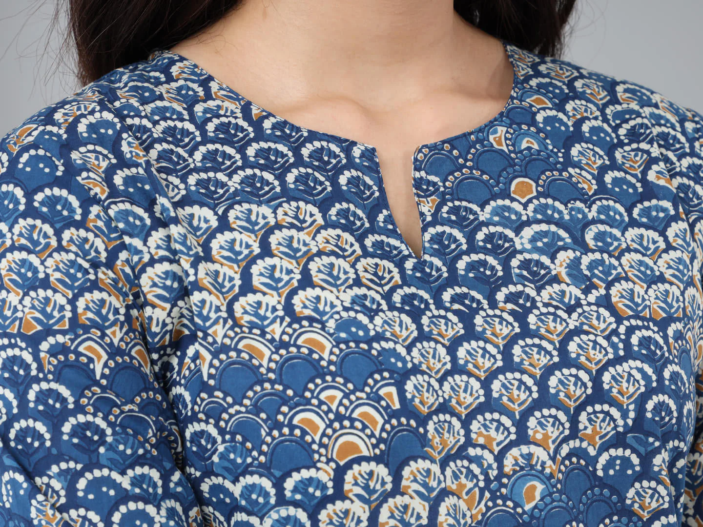 Indigo/Beige Pure Cotton Lounge Wear - Image 4