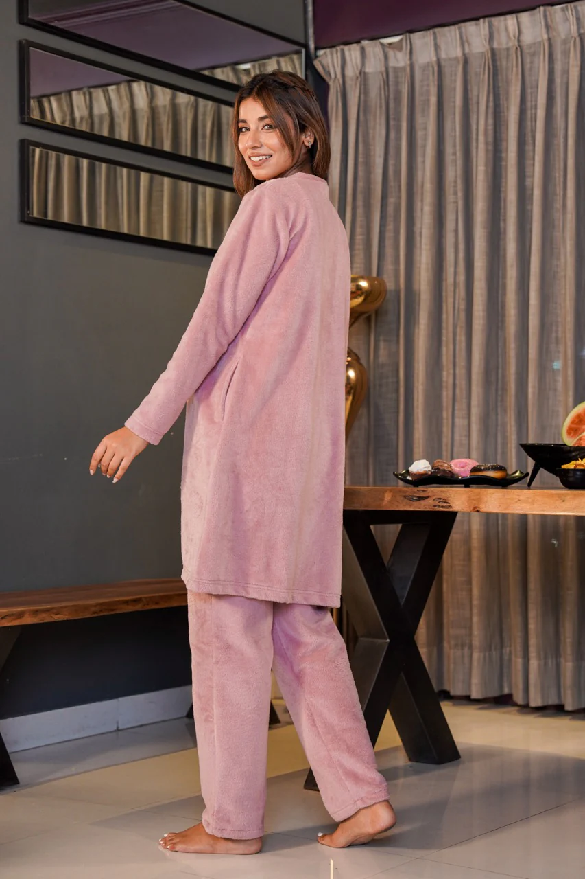 Candy Pink Soft Woollen 3 Piece Set - Image 4