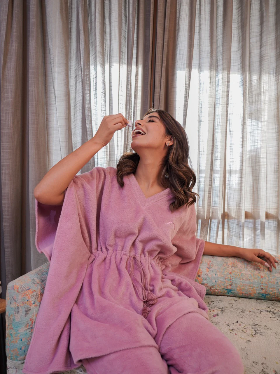 Candy Pink Super Soft Woollen Kaftan Set - Image 6