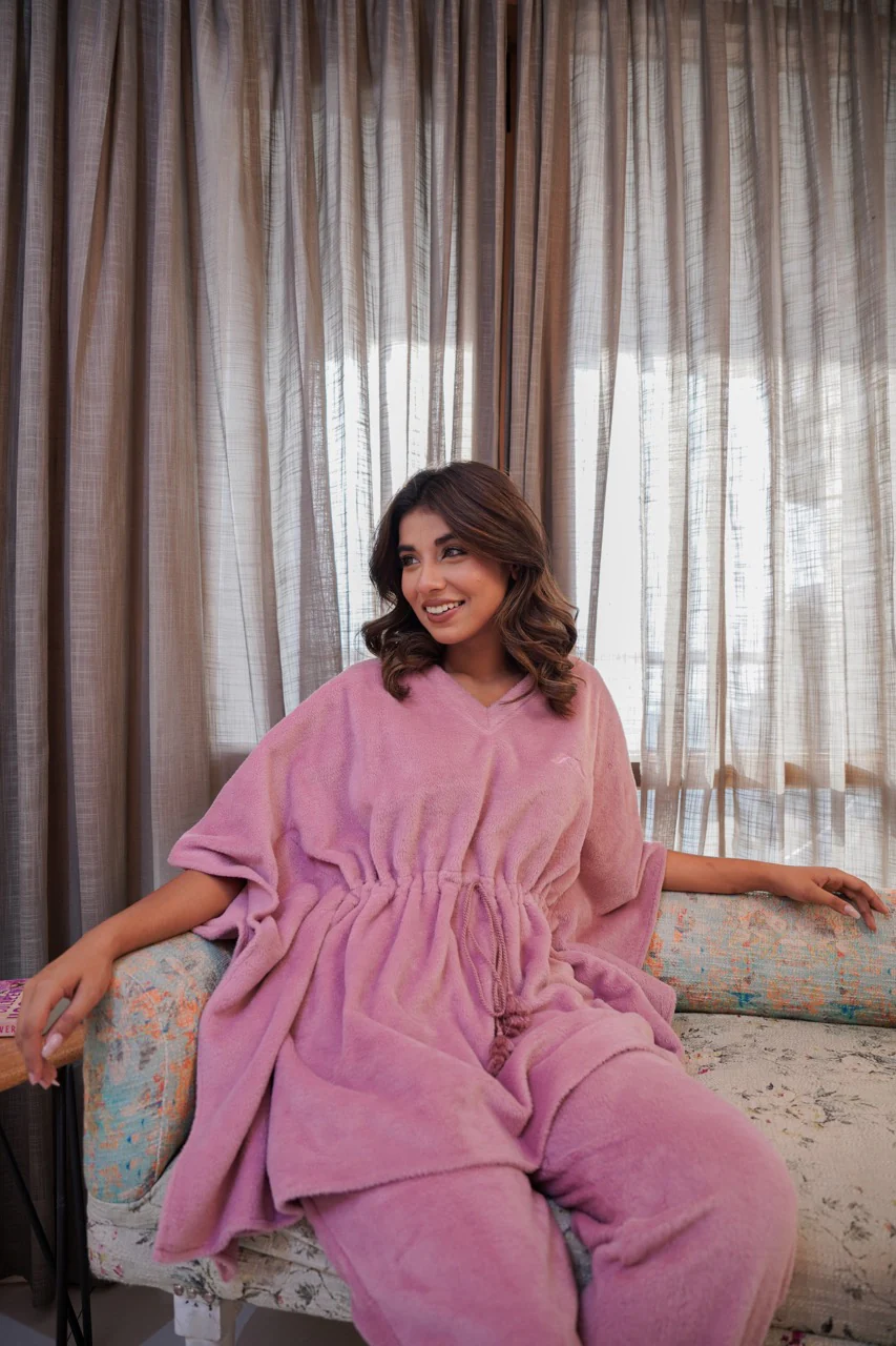 Candy Pink Super Soft Woollen Kaftan Set - Image 9