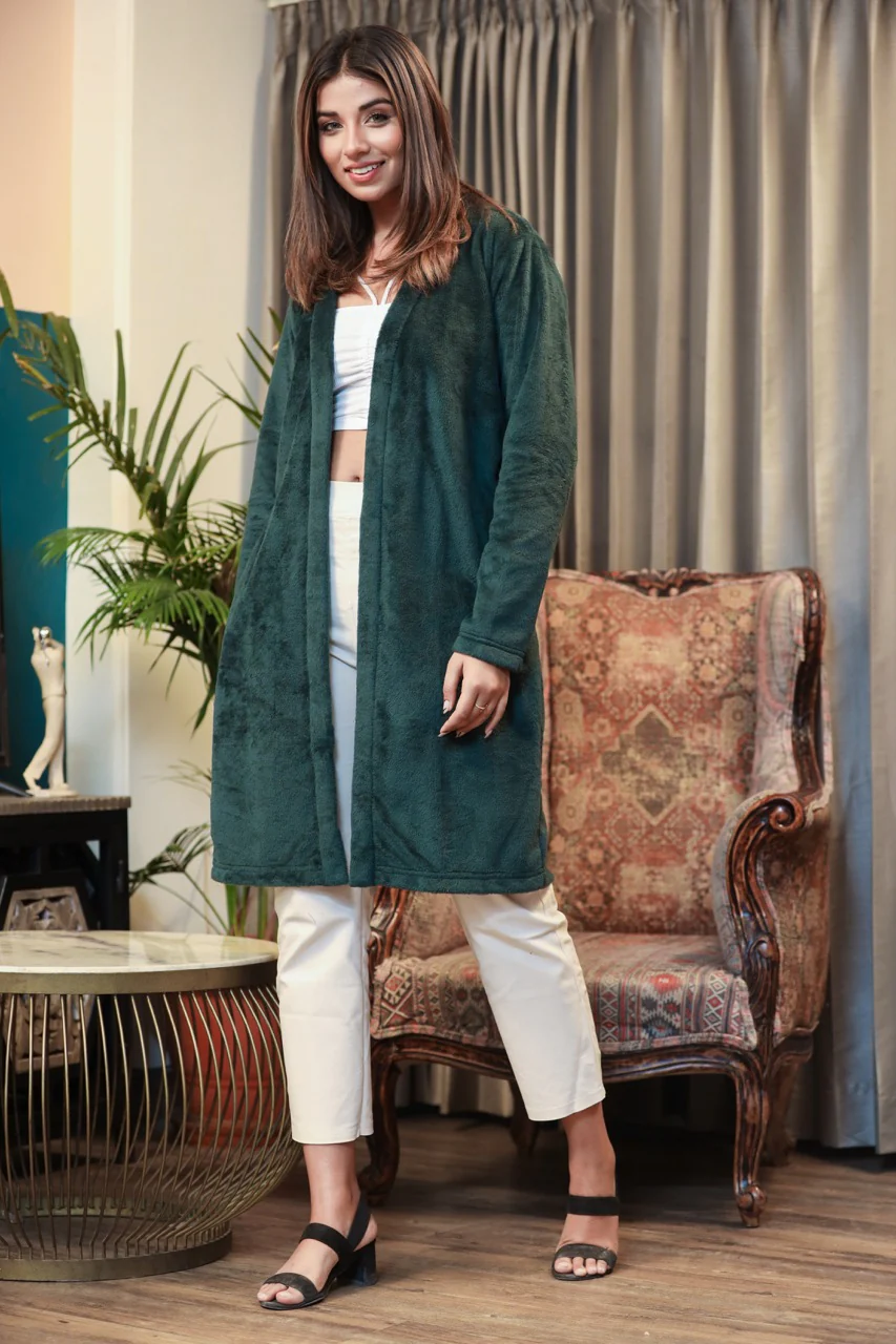 Casual Comfy super soft Emerald Green Woollen Shrug - Image 4