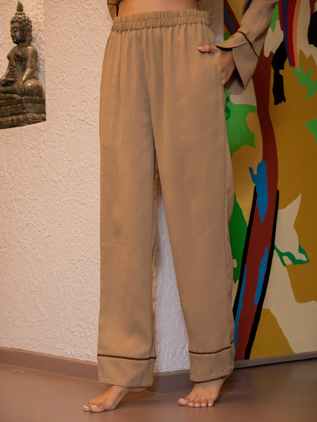 Cocoa Brown Soft Crepe Night Suit - Image 3