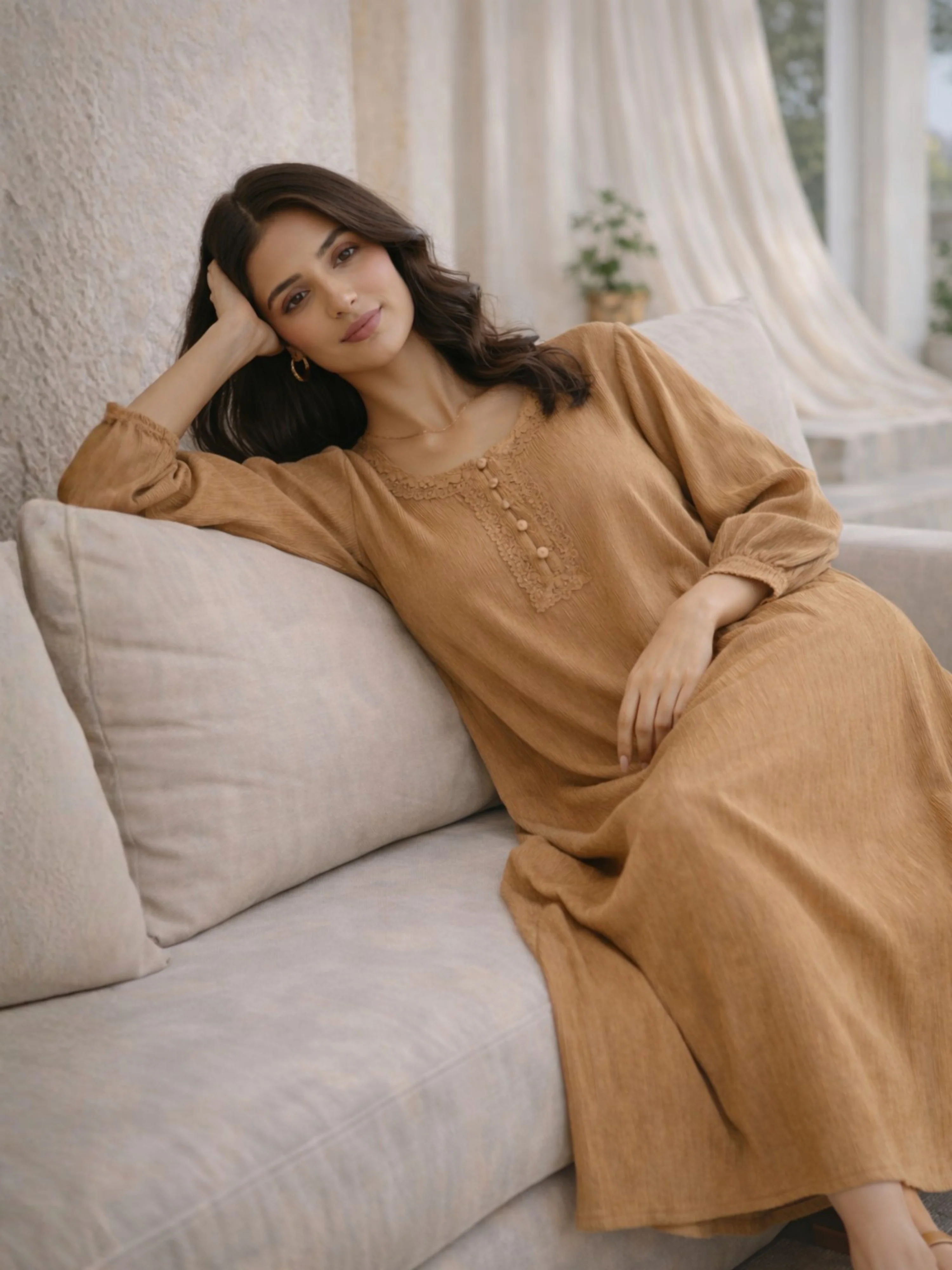 Cocoa Creme Soft Crepe Night Maxi - Image 5