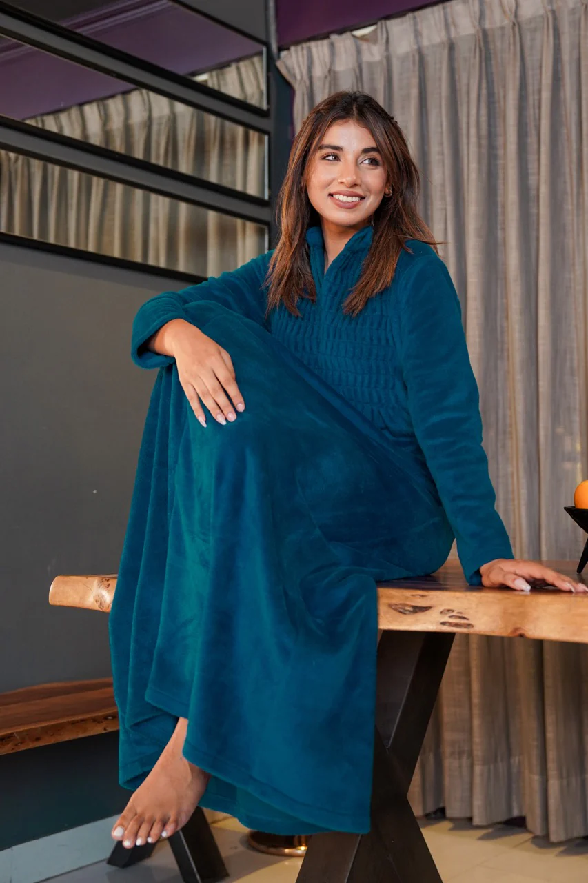 Super Soft Teal pleated Woollen Maxi - Image 8