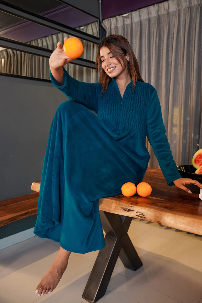 Super Soft Teal pleated Woollen Maxi - Image 9