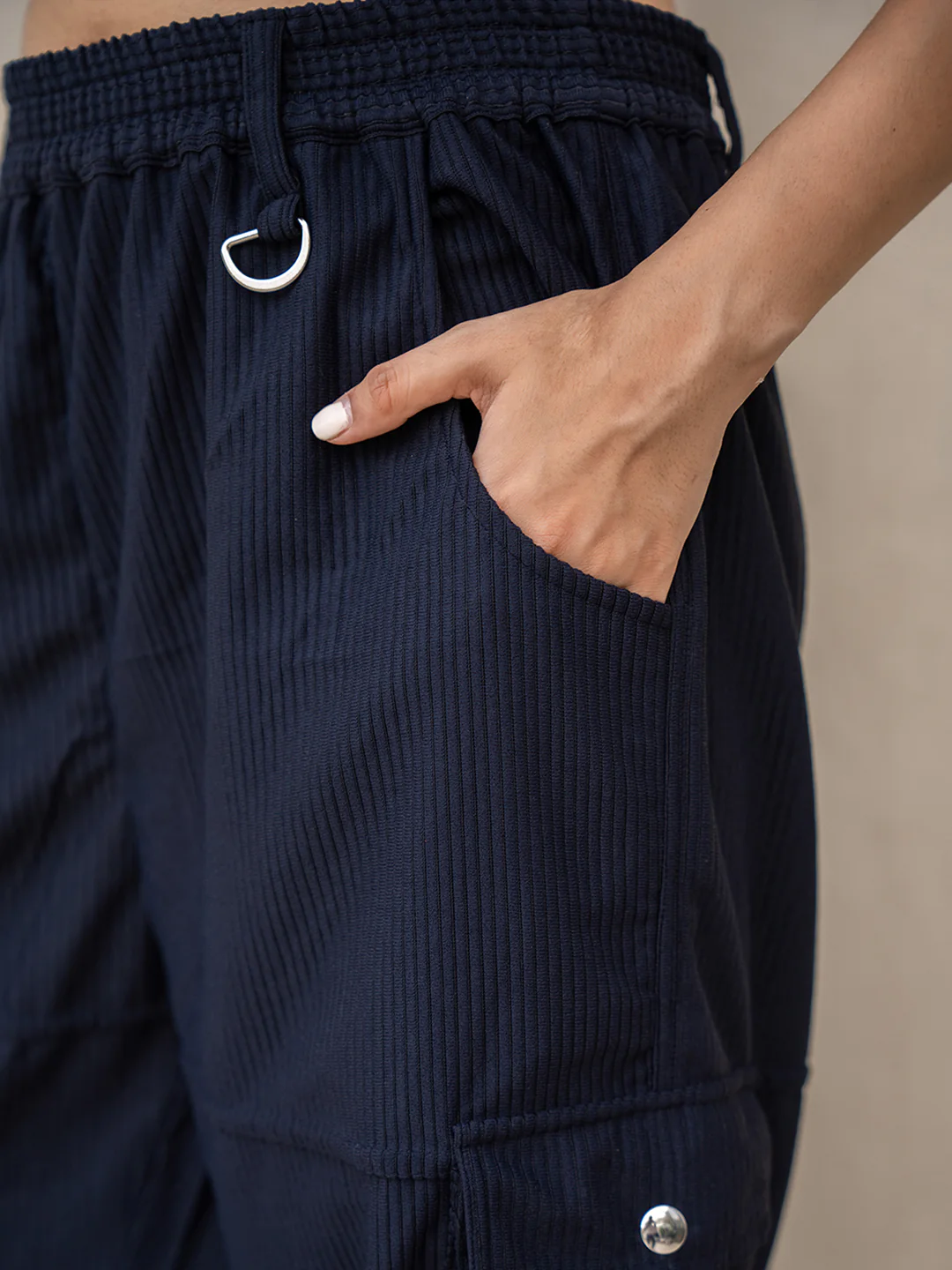 Corduroy Black Cargo Pants - Image 4